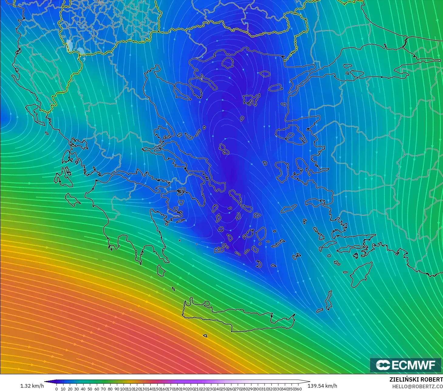 ECMWF IFS 0.25° model - Greece, Wind at 300hPa (jet stream)