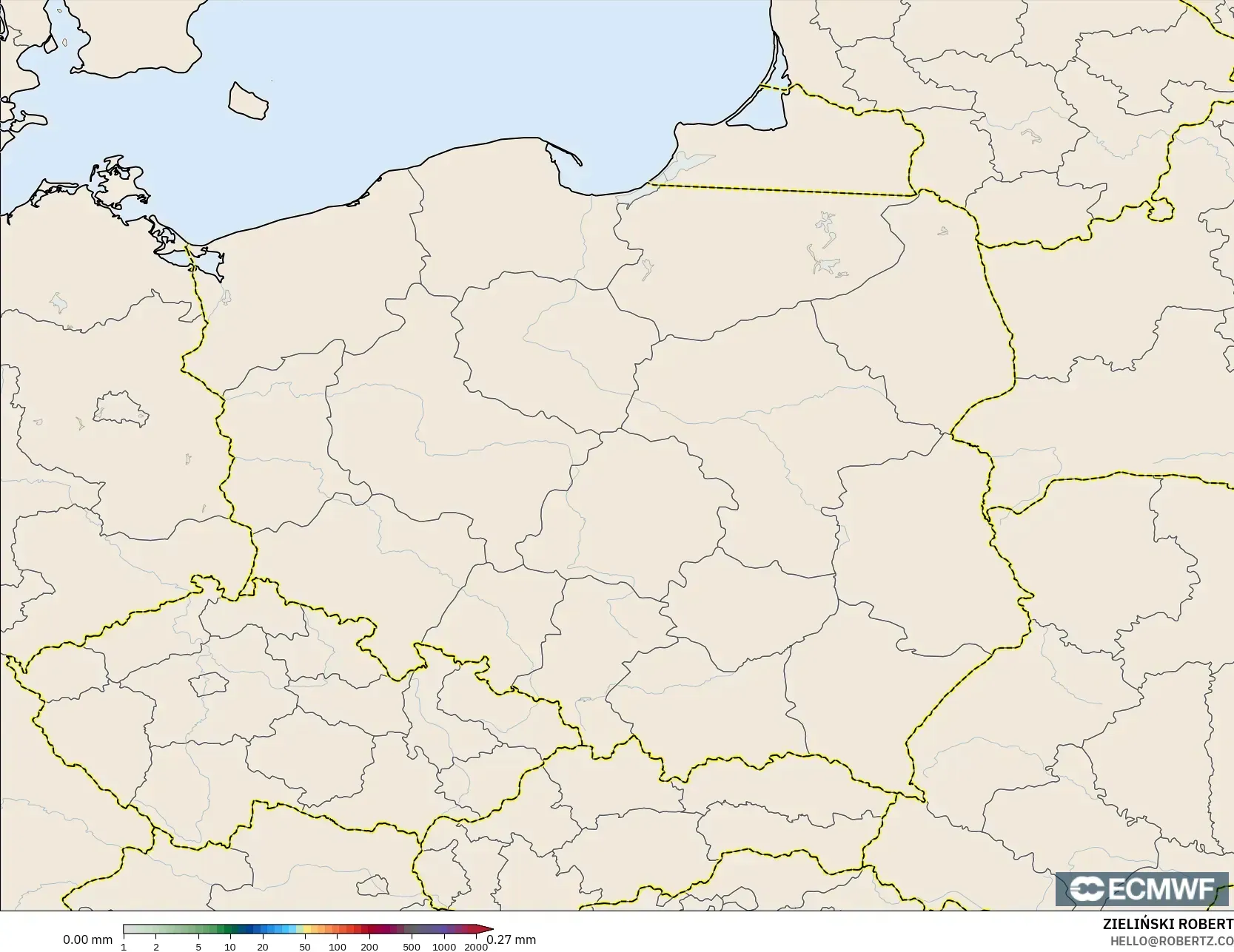 ECMWF IFS 0.25° model - Poland, Precipitation Accumulation