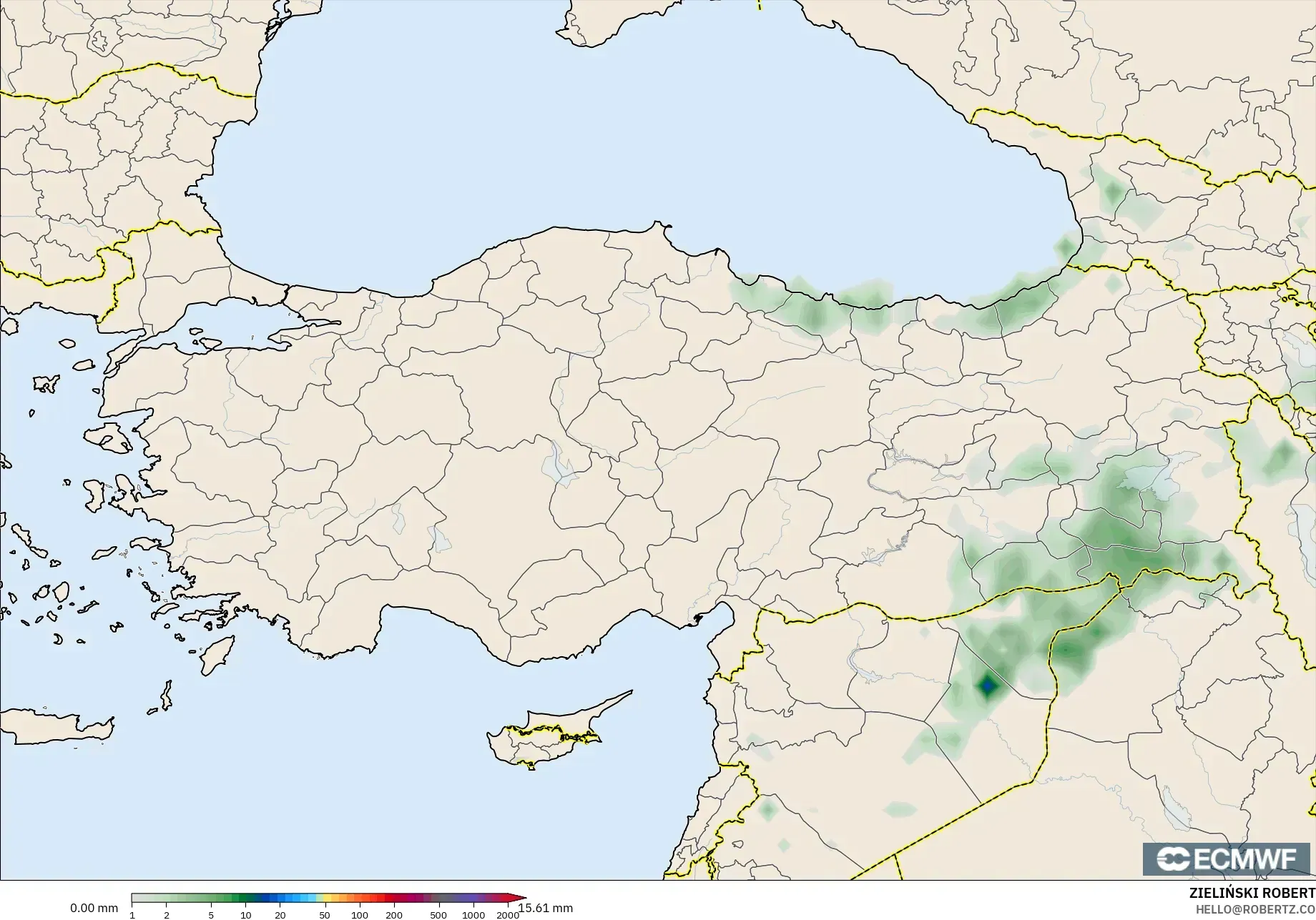 ECMWF IFS 0.25° model - Turkey, Precipitation Accumulation