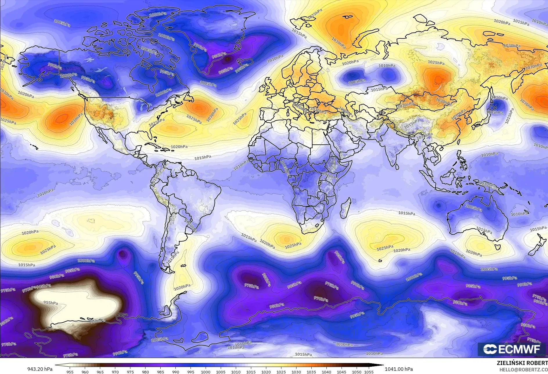 ECMWF IFS 0.25° model - World, Pressure