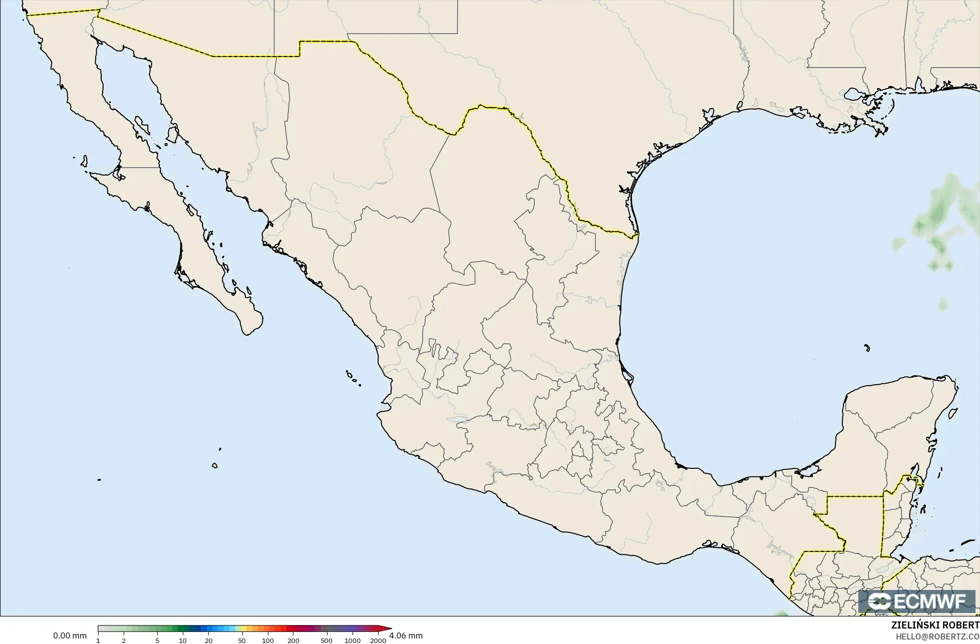 ECMWF IFS 0.25° model - Mexico, Precipitation Accumulation