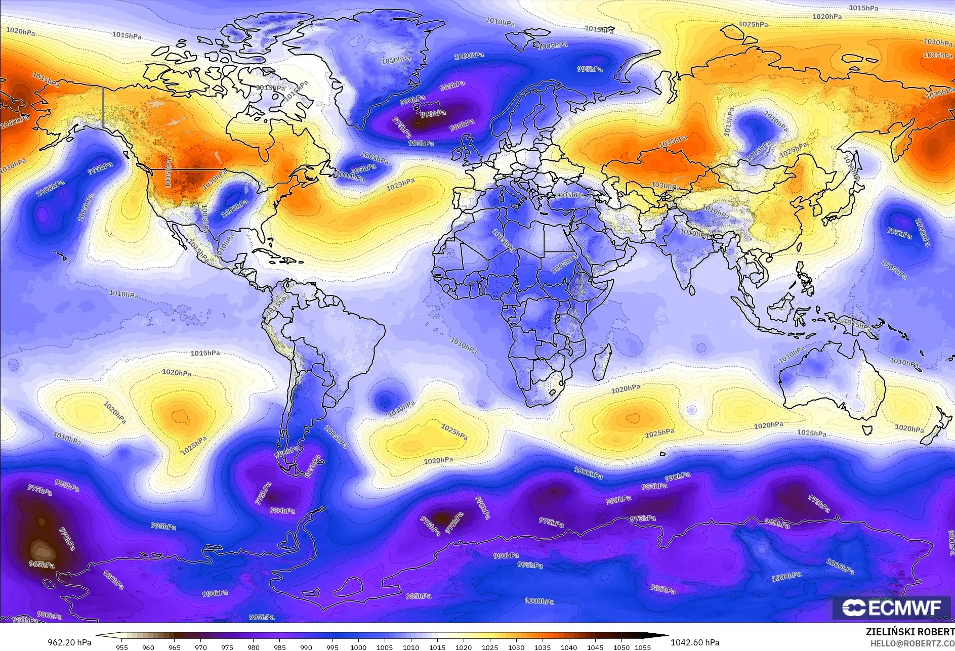 ECMWF IFS 0.25° model - World, Pressure