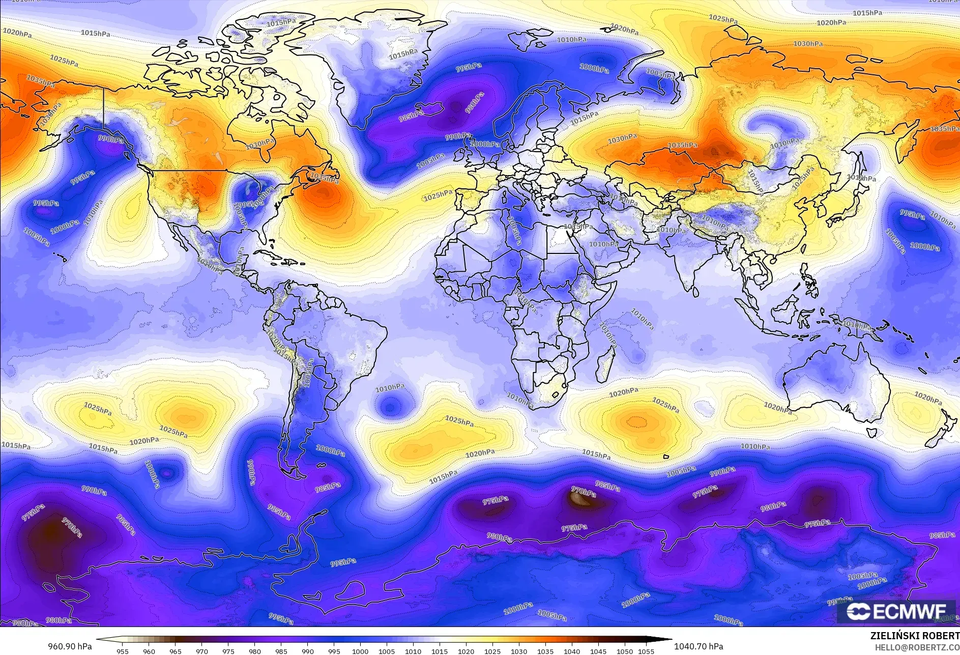 ECMWF IFS 0.25° model - World, Pressure