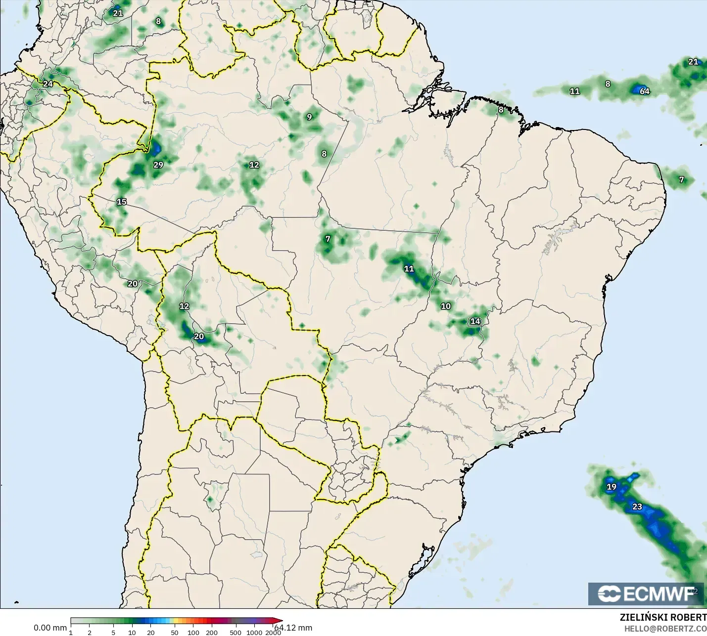 ECMWF IFS 0.25° model - Brazil, Pengumpulan Hujan
