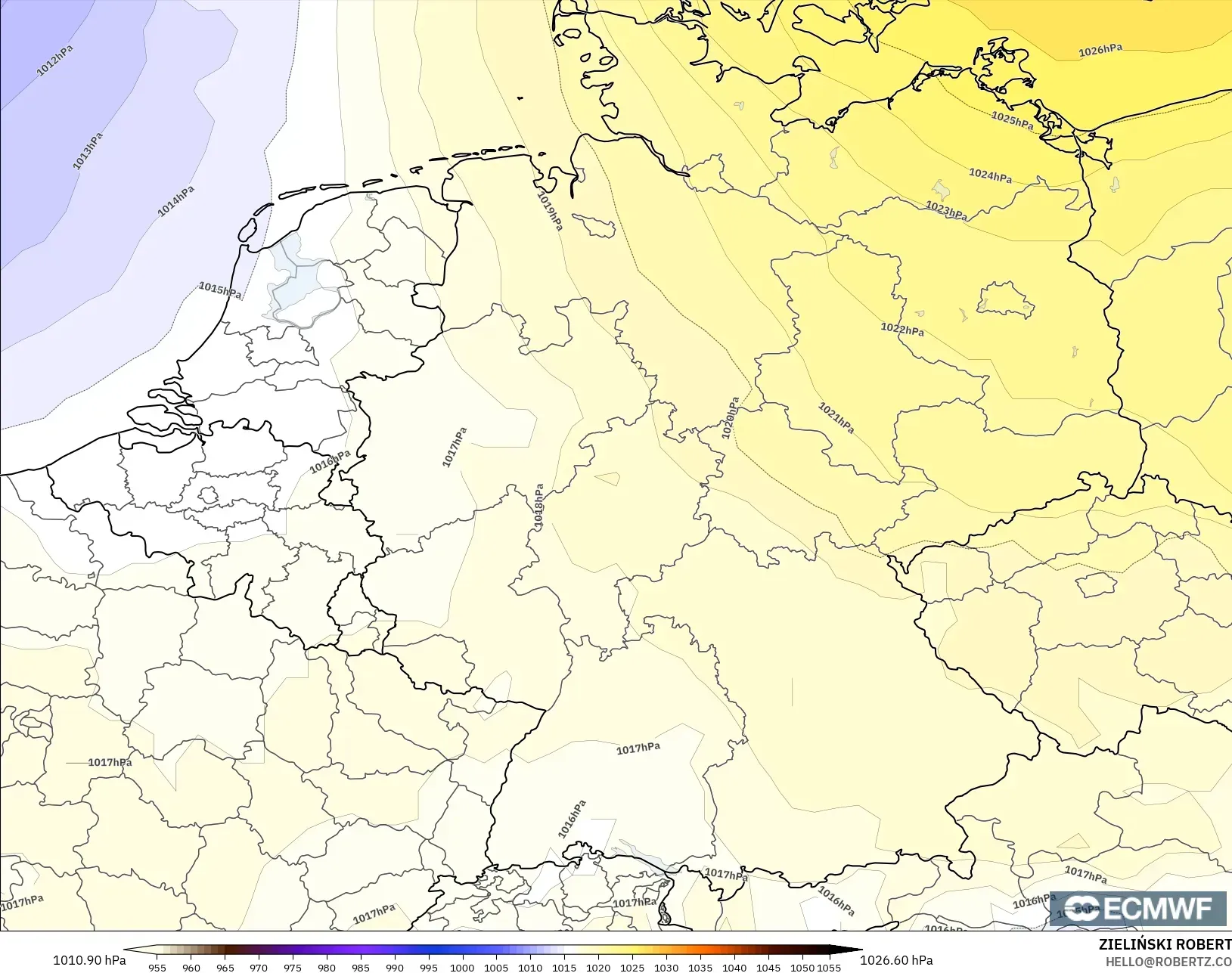 ECMWF IFS 0.25° model - Jerman, Tekanan