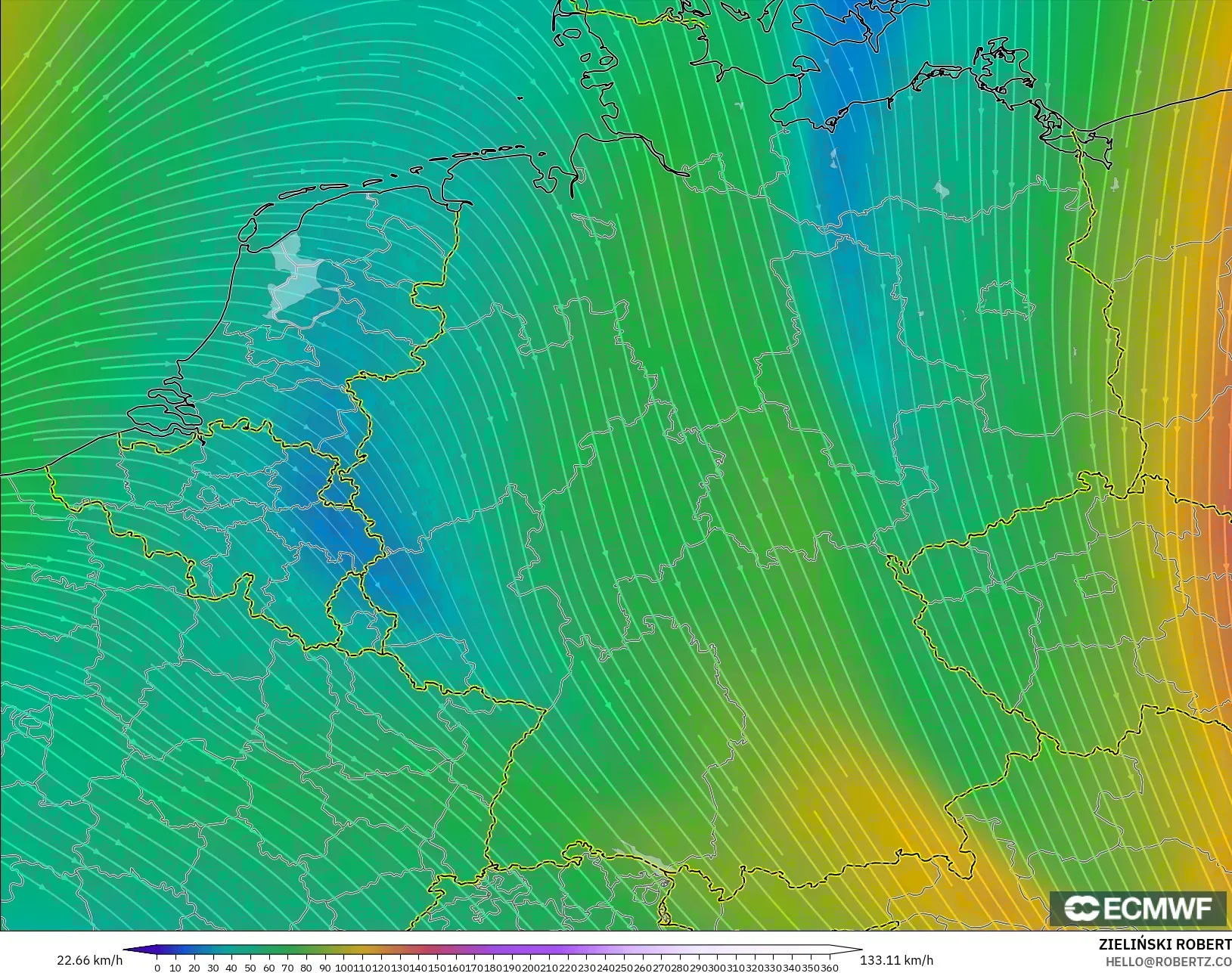 ECMWF IFS 0.25° modelo - Germany, Wind at 300hPa (jet stream)