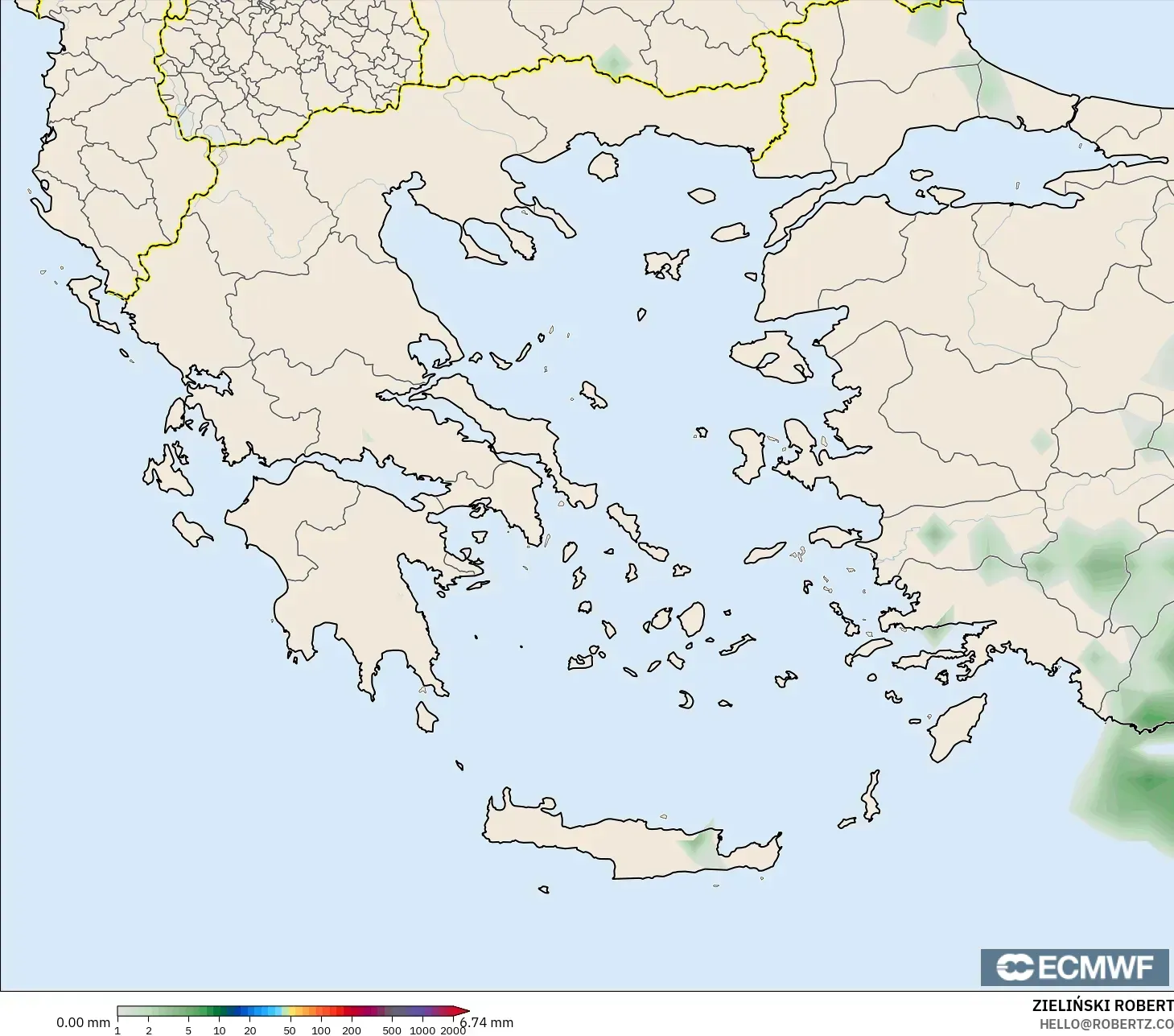ECMWF IFS 0.25° model - Yunani, Pengumpulan Hujan