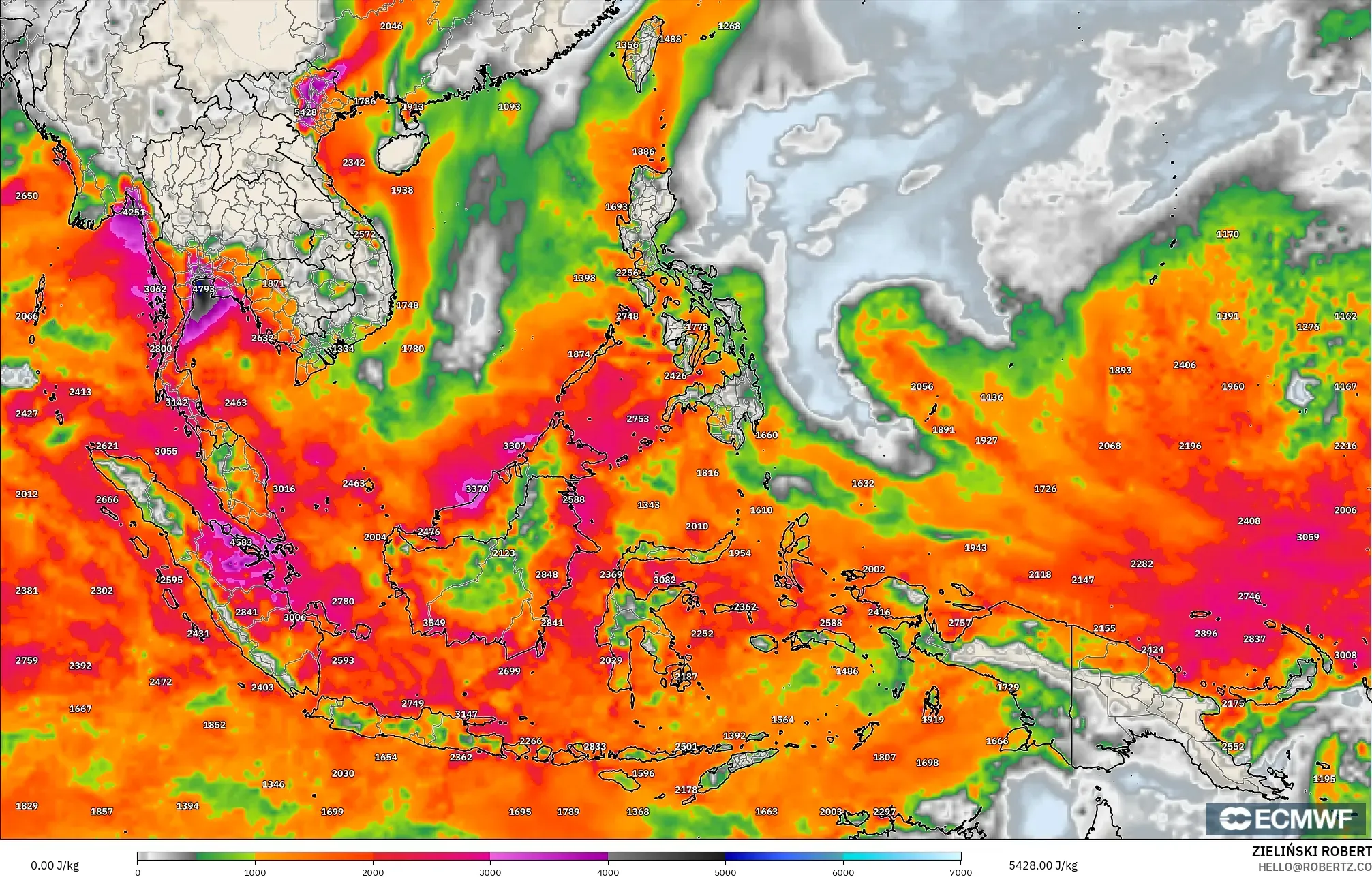ECMWF IFS 0.25° model - Asia Tenggara, CAPE
