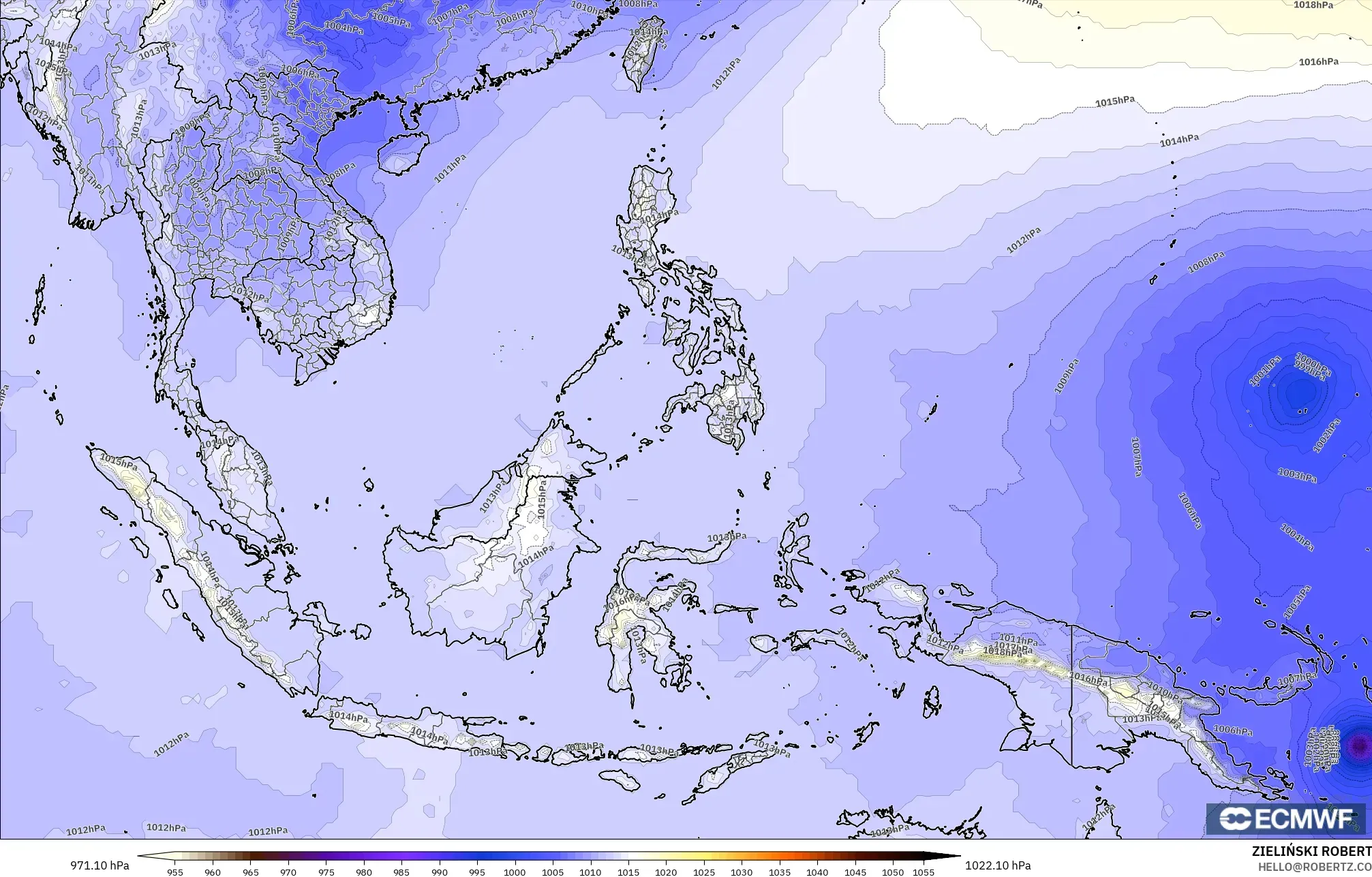 ECMWF IFS 0.25° model - Asia Tenggara, Tekanan