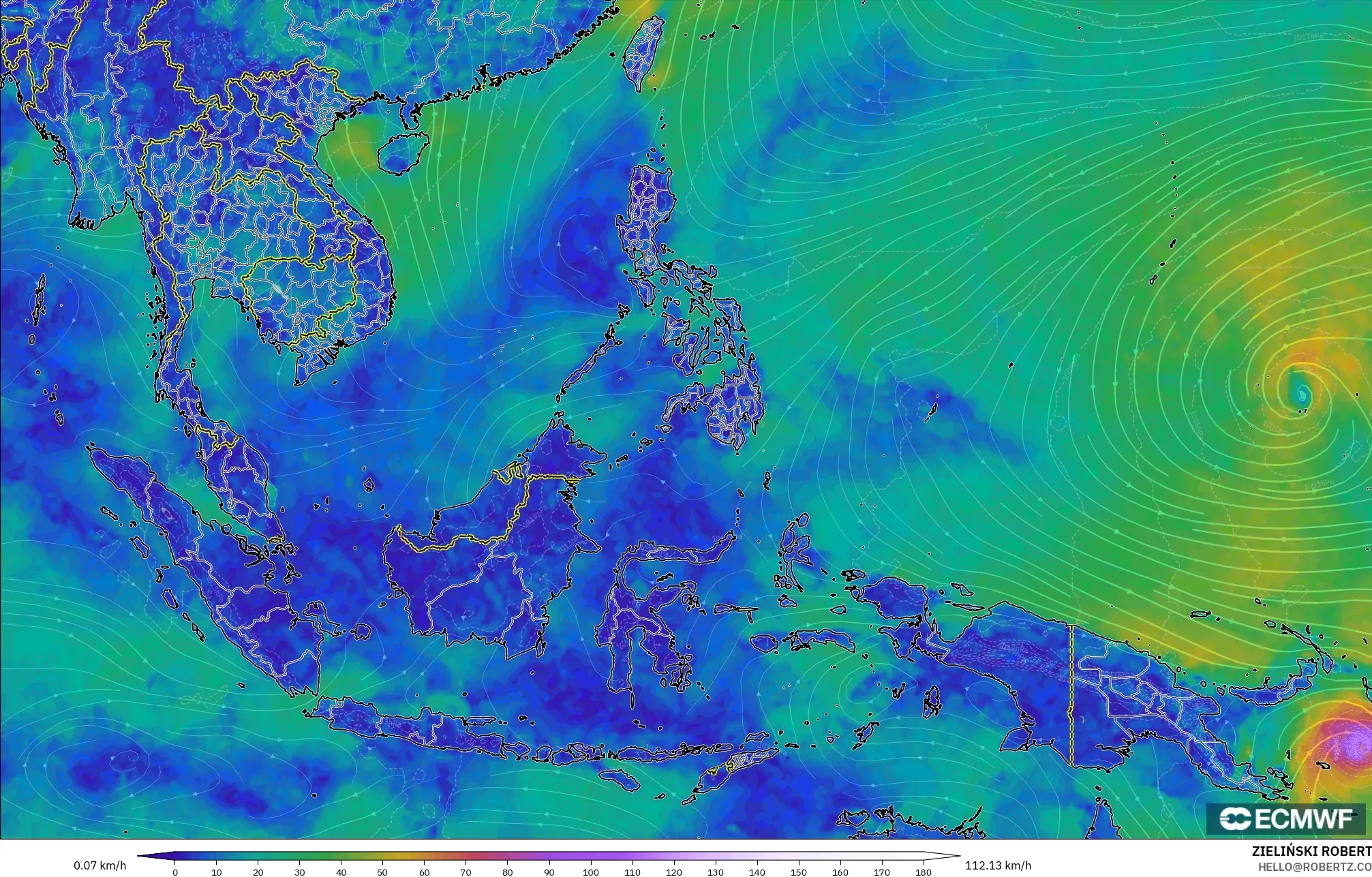 ECMWF IFS 0.25° model - Asia Tenggara, Angin 10 m