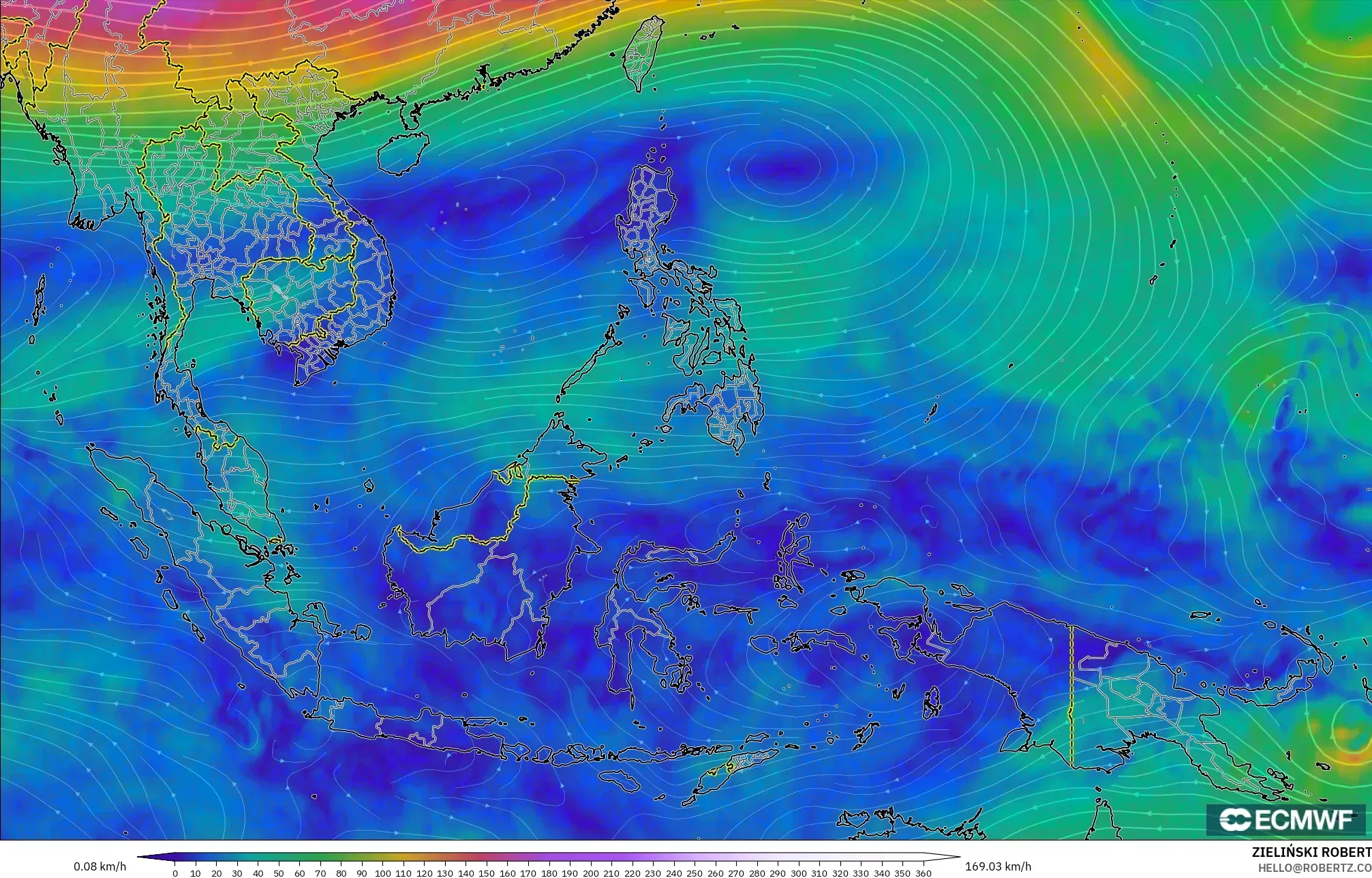 ECMWF IFS 0.25° modelo - South East Asia, Wind at 300hPa (jet stream)