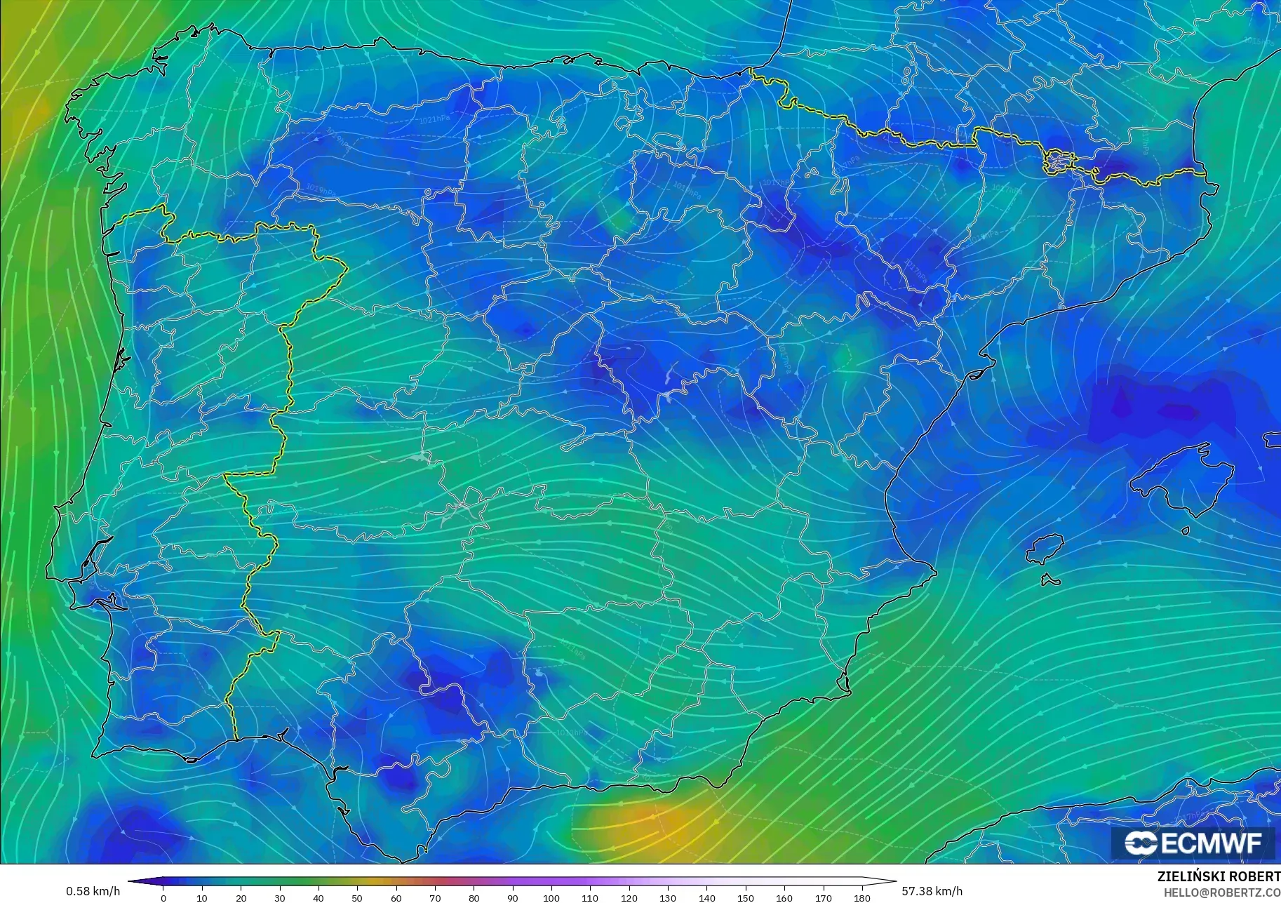 ECMWF IFS 0.25° model - Sepanyol, Angin 10 m