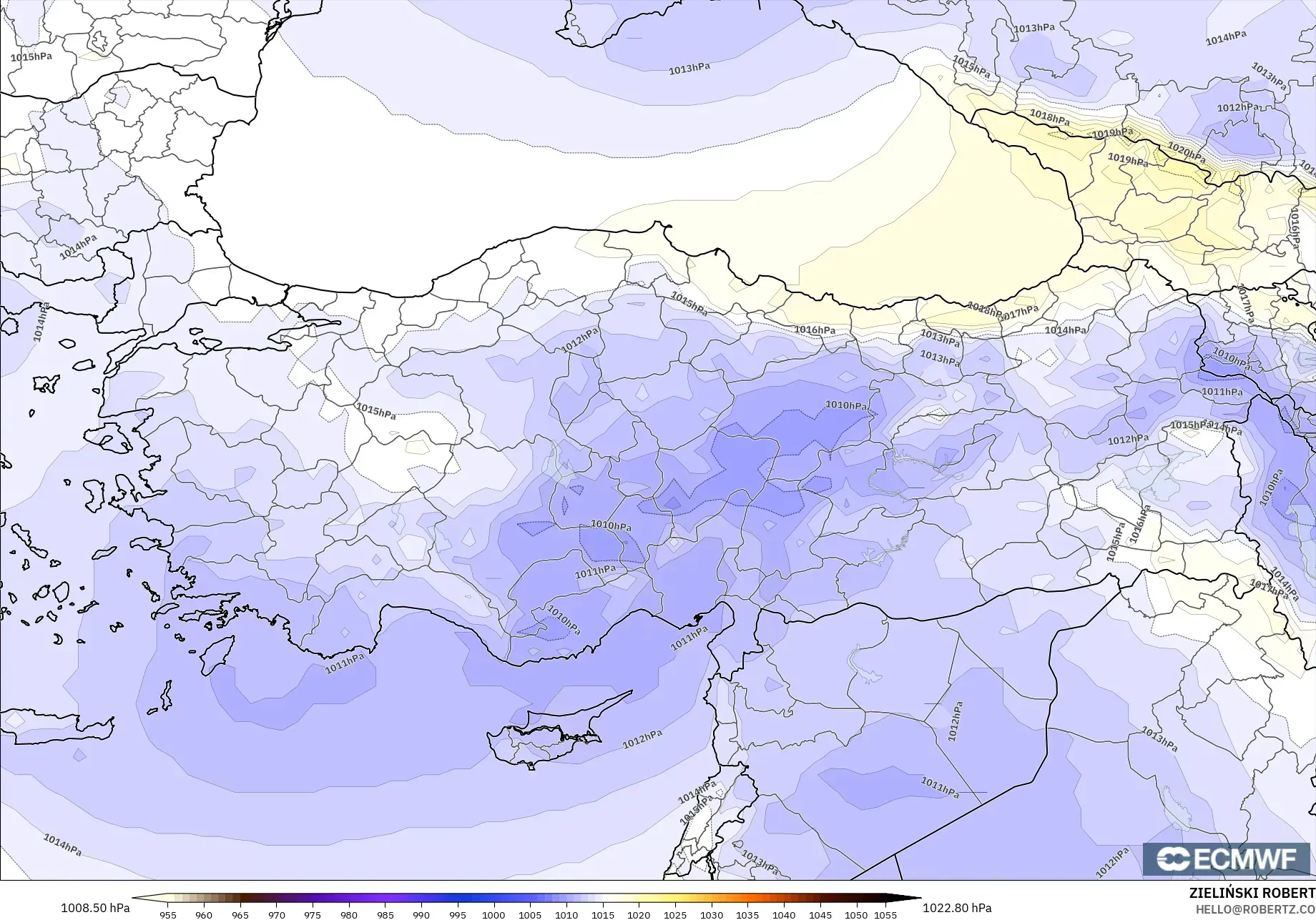 ECMWF IFS 0.25° model - Turki, Tekanan