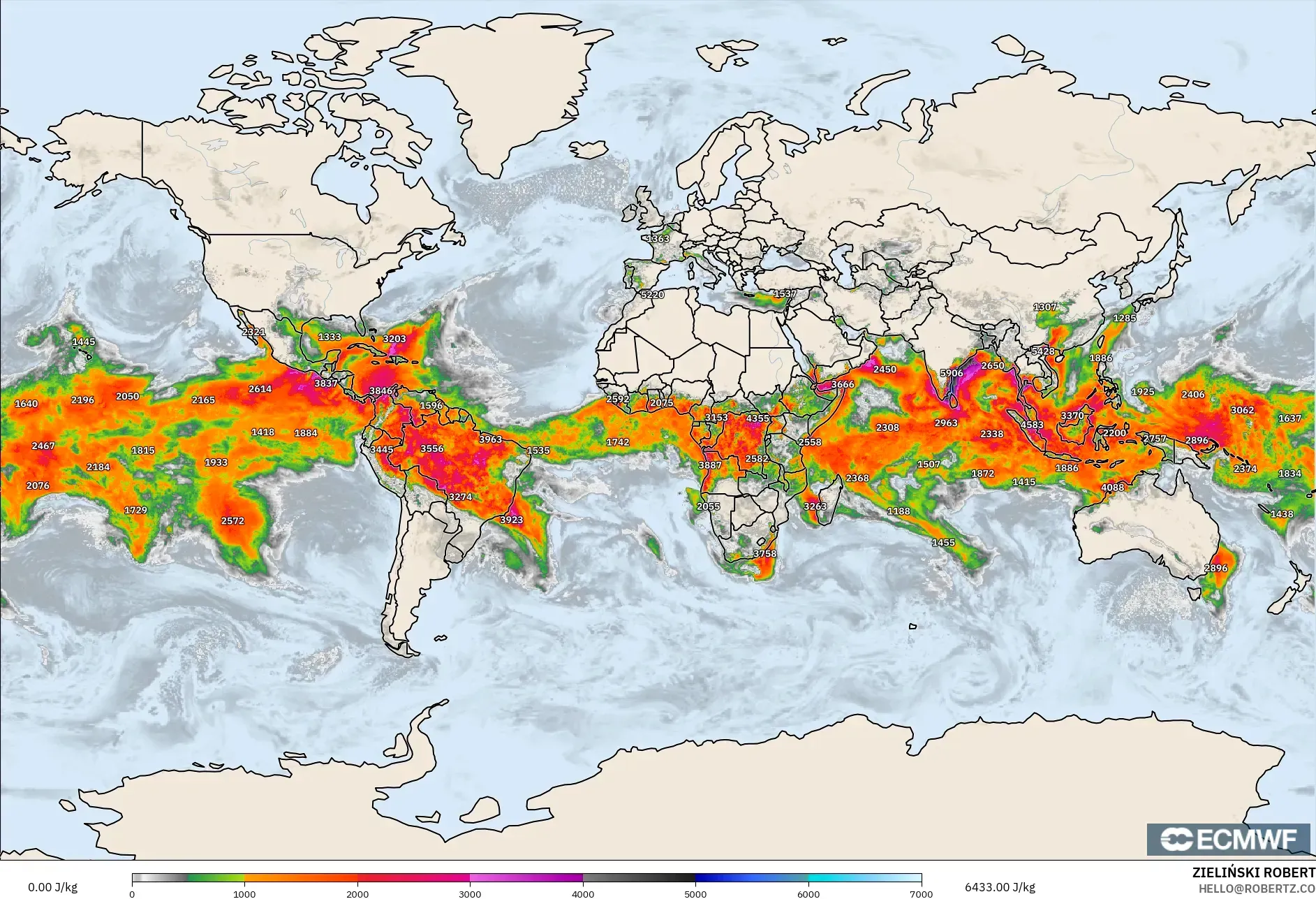 ECMWF IFS 0.25° model - Dunia, CAPE