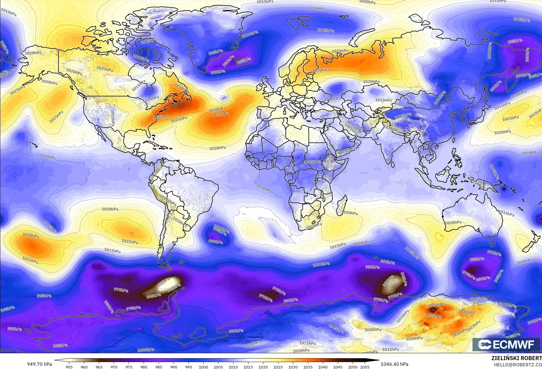 ECMWF IFS 0.25° model - Dunia, Tekanan