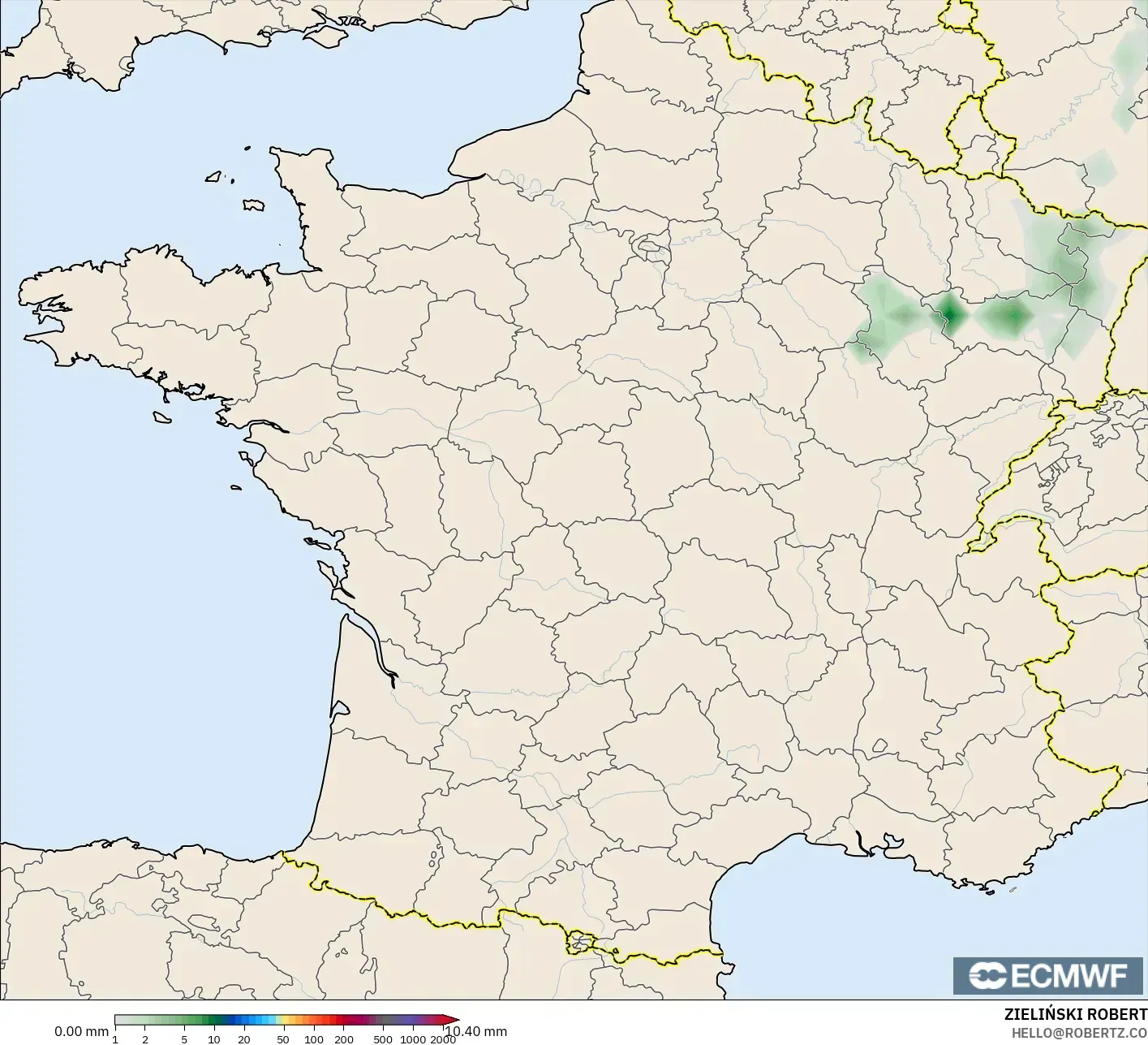 ECMWF IFS 0.25° model - France, Precipitation Accumulation