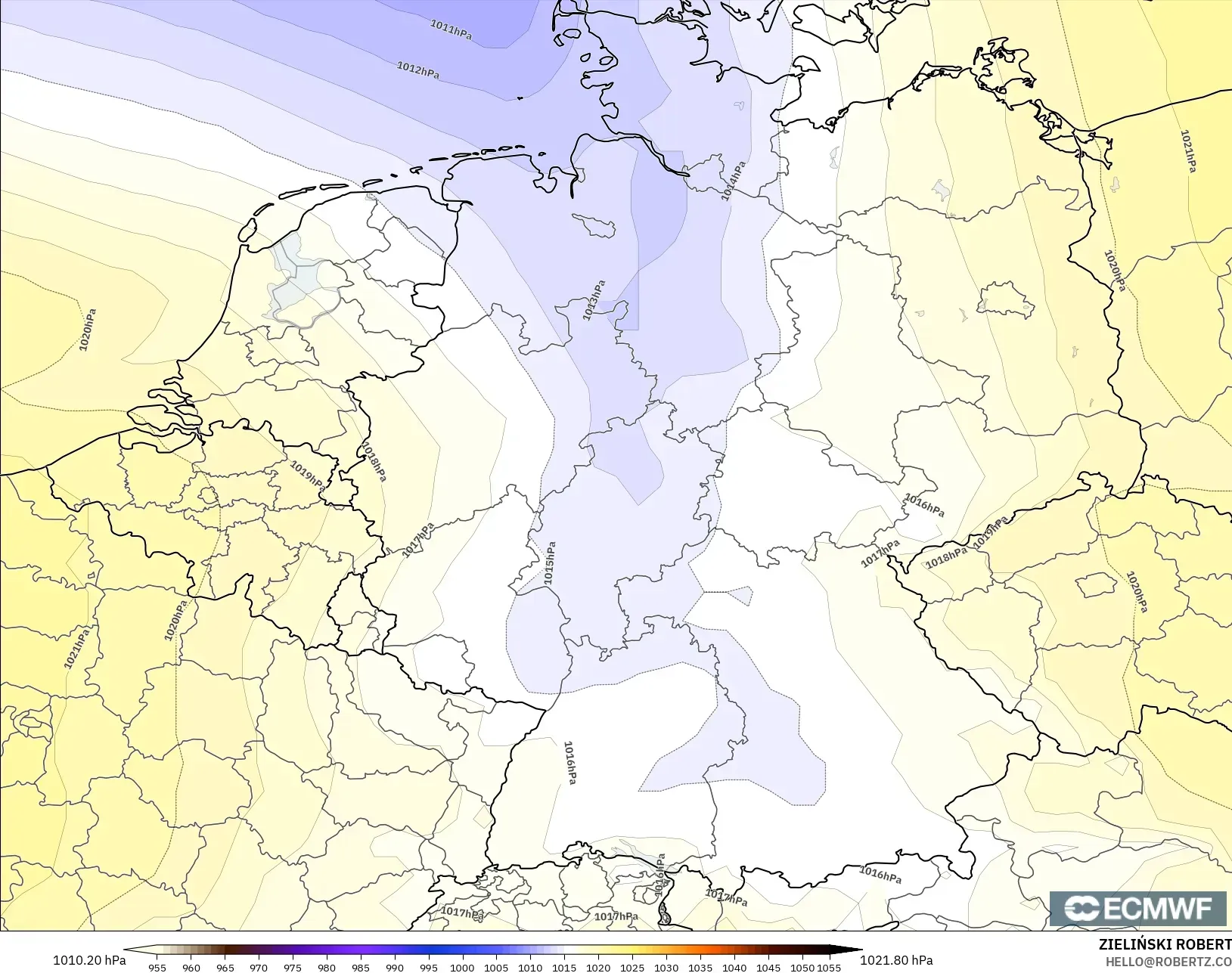 ECMWF IFS 0.25° model - Germany, Pressure