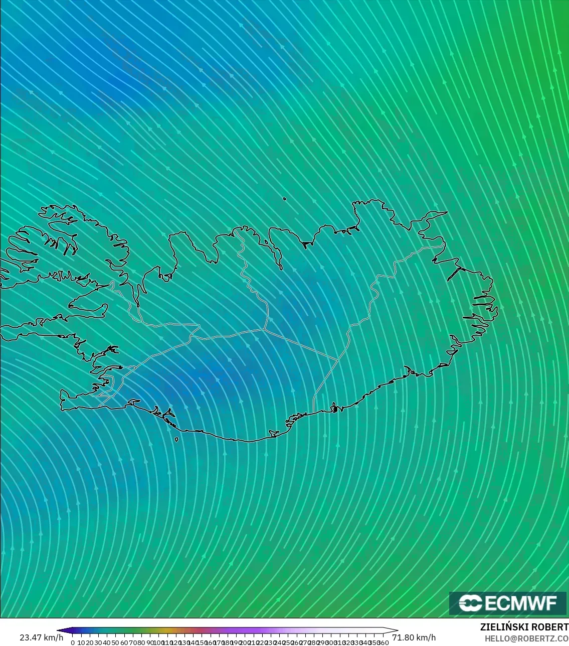 ECMWF IFS 0.25° model - Iceland, Wind at 300hPa (jet stream)