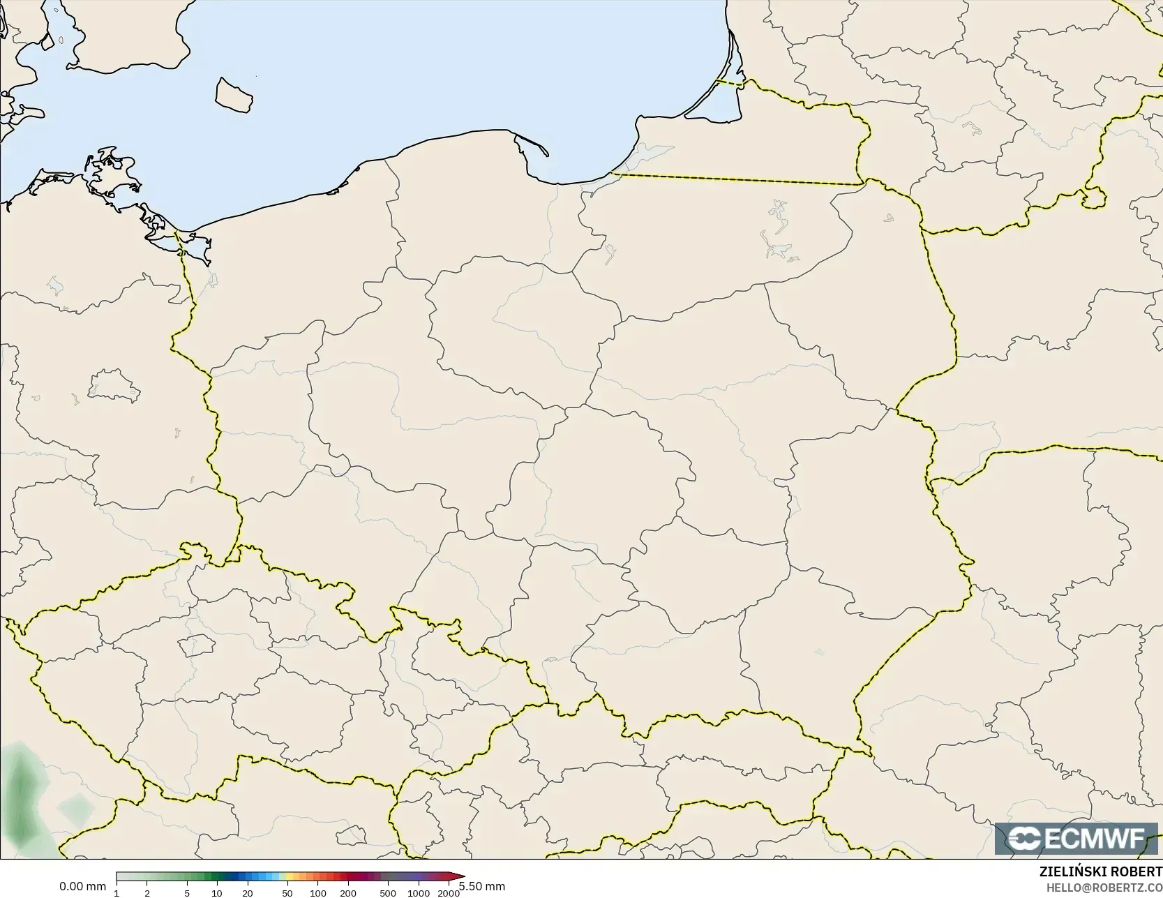ECMWF IFS 0.25° model - Poland, Precipitation Accumulation