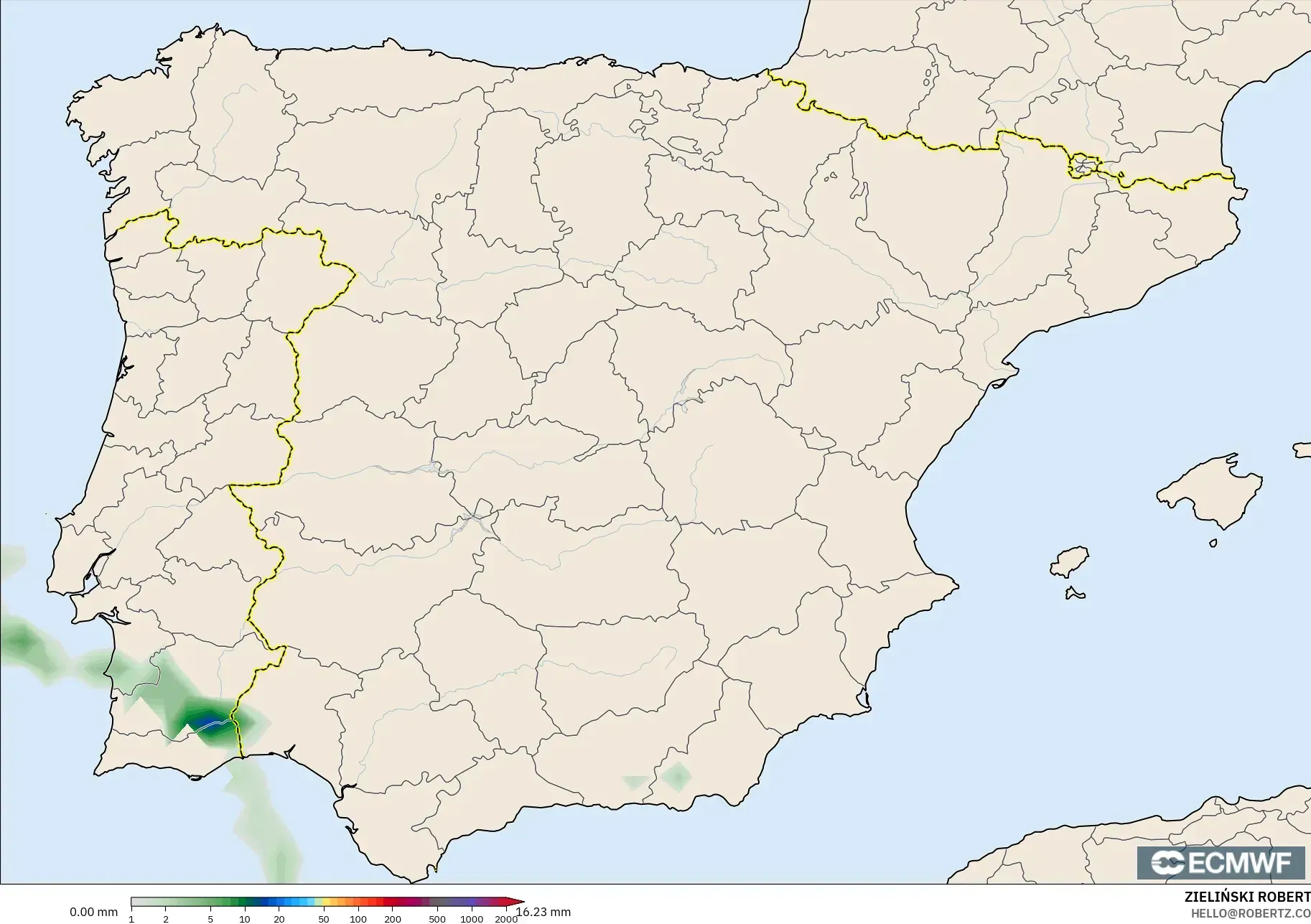 ECMWF IFS 0.25° model - Spain, Precipitation Accumulation