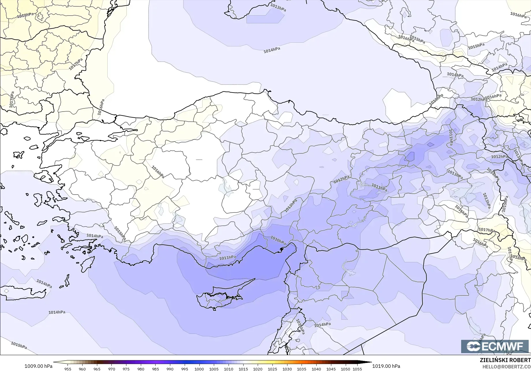 ECMWF IFS 0.25° model - Turkey, Pressure