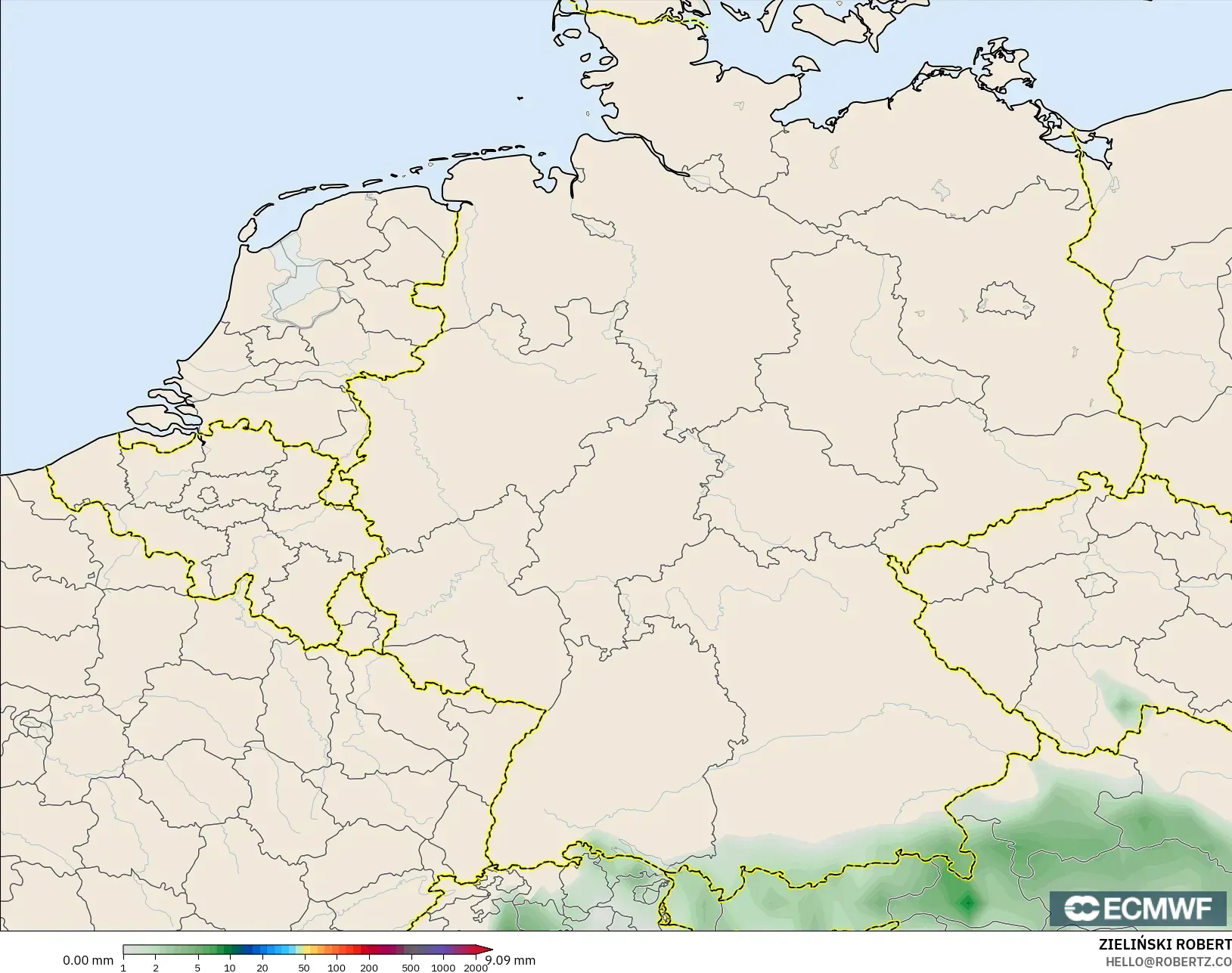 ECMWF IFS 0.25° model - Germany, Precipitation Accumulation
