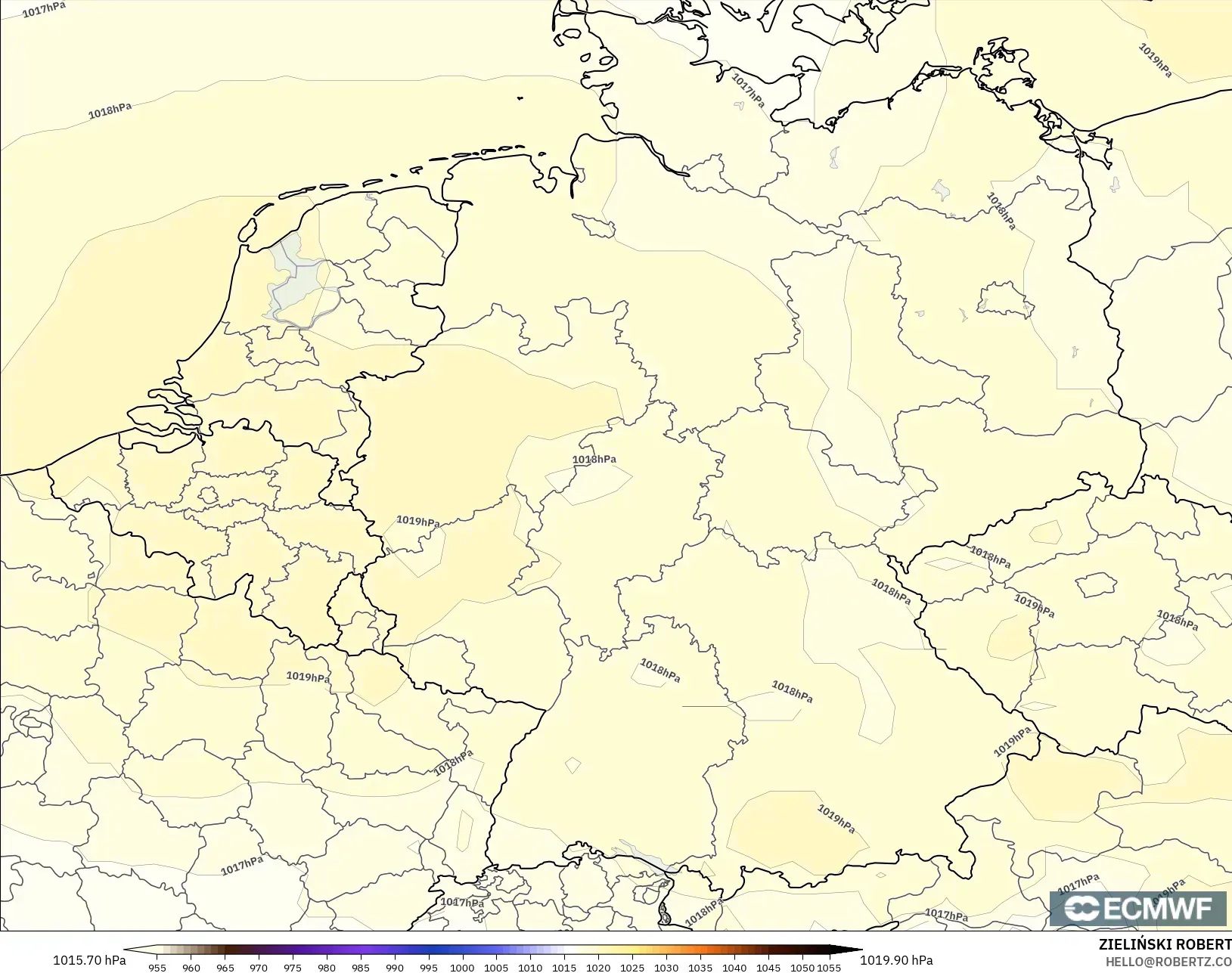 ECMWF IFS 0.25° model - Germany, Pressure