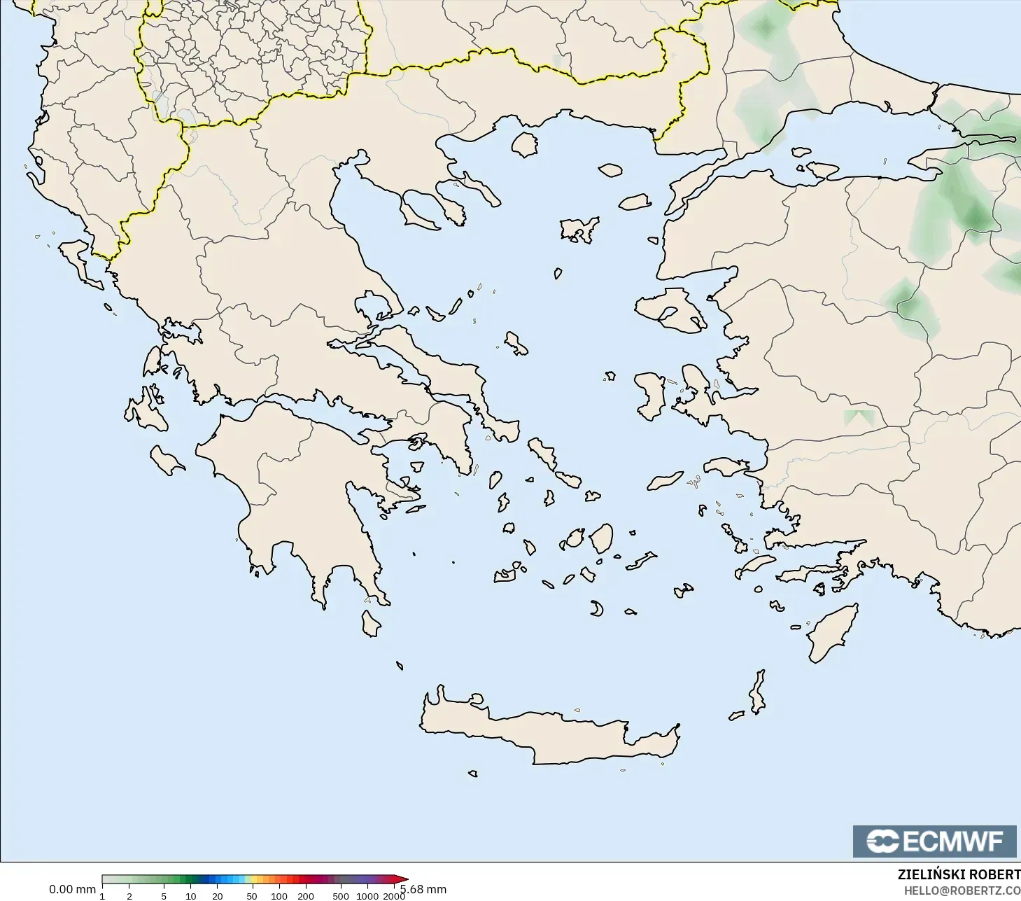ECMWF IFS 0.25° model - Greece, Precipitation Accumulation