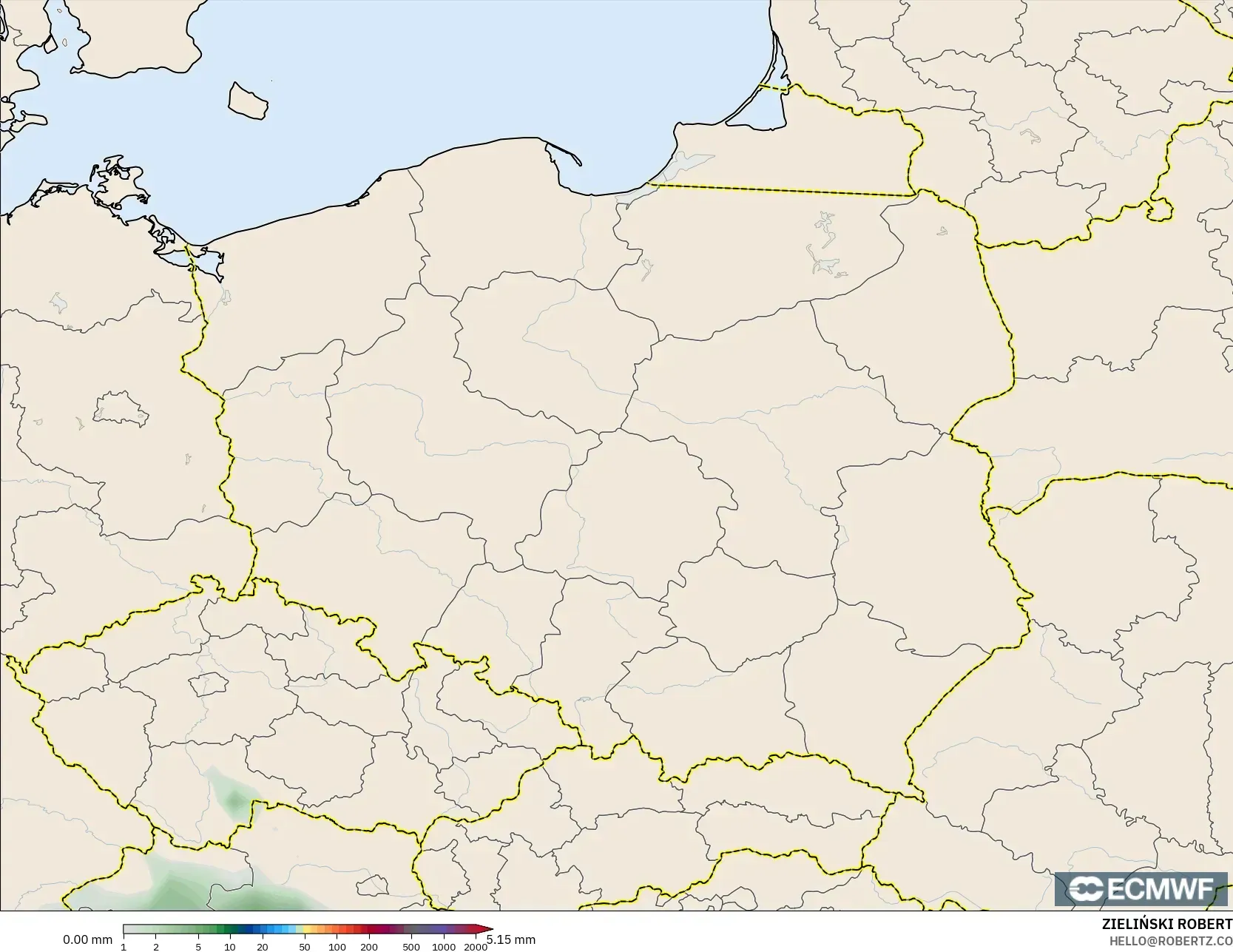 ECMWF IFS 0.25° model - Poland, Precipitation Accumulation