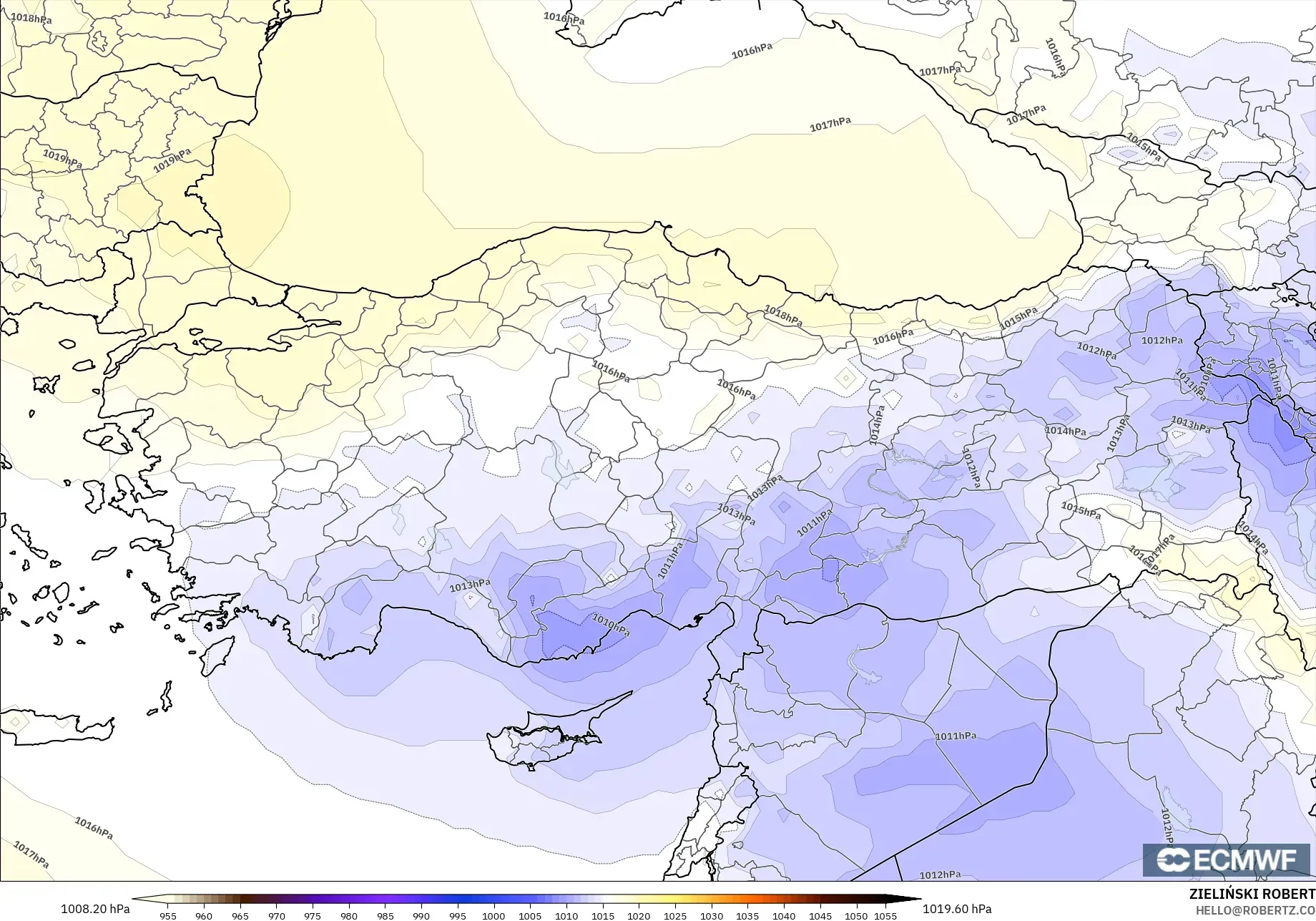 ECMWF IFS 0.25° model - Turkey, Pressure