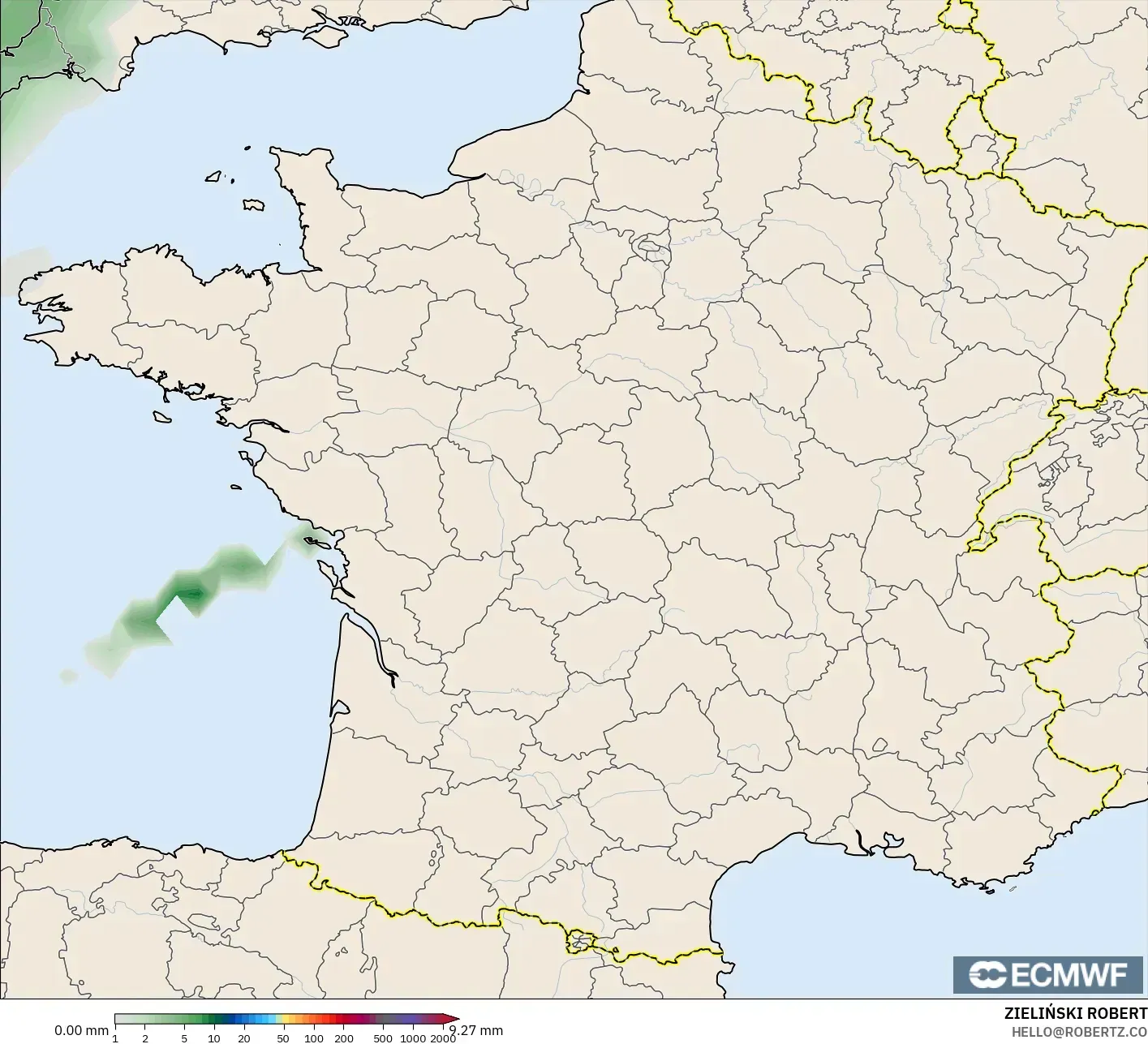 ECMWF IFS 0.25° model - France, Precipitation Accumulation