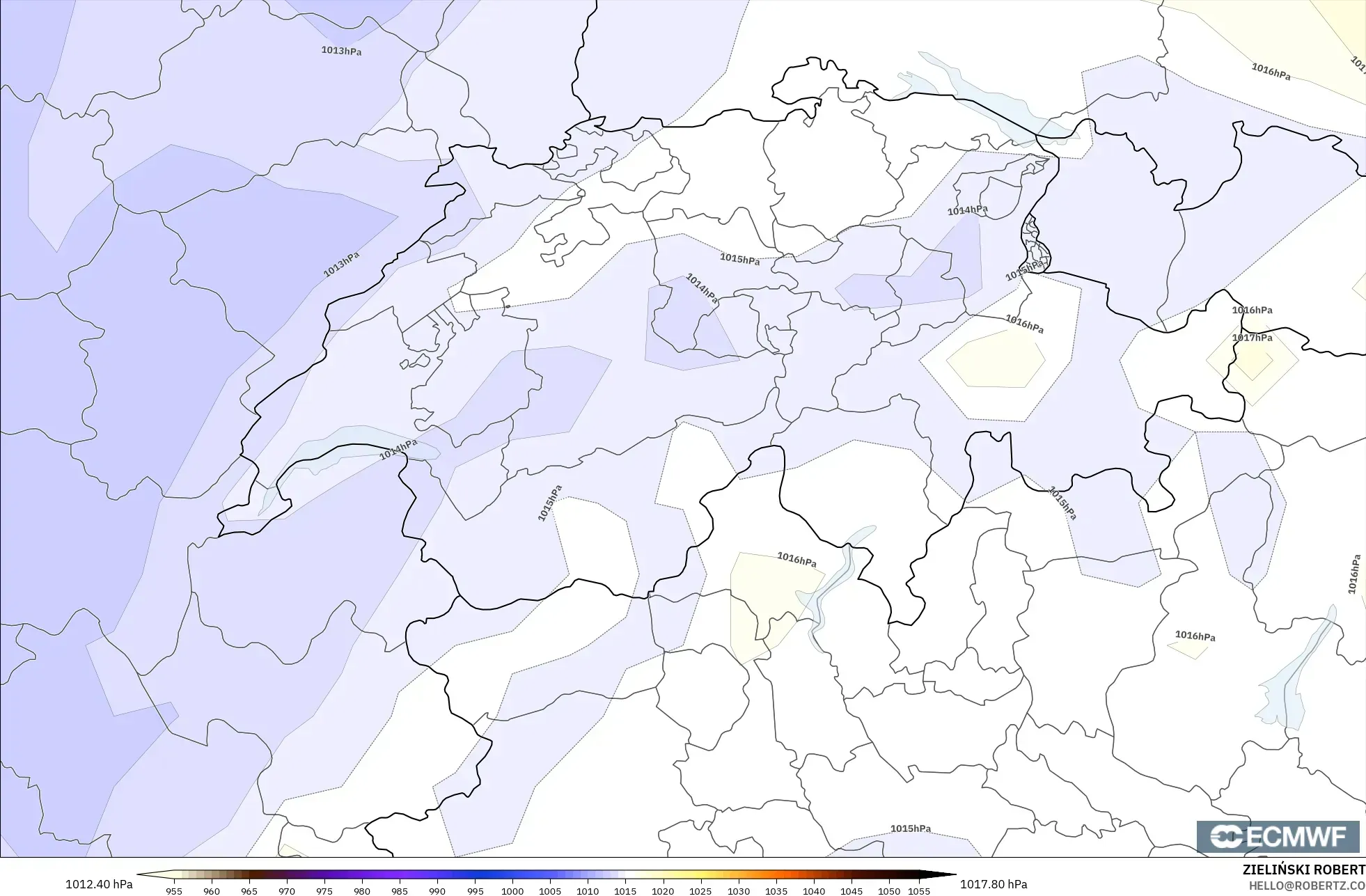 ECMWF IFS 0.25° model - Switzerland, Pressure