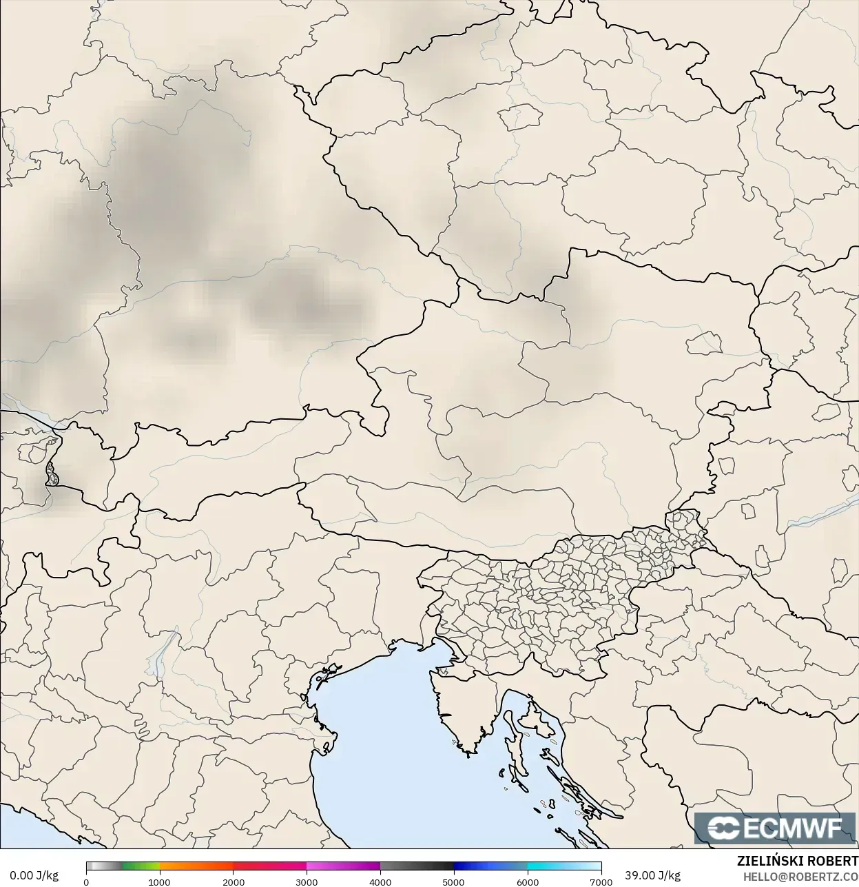 ECMWF IFS 0.25° model - Austria, CAPE