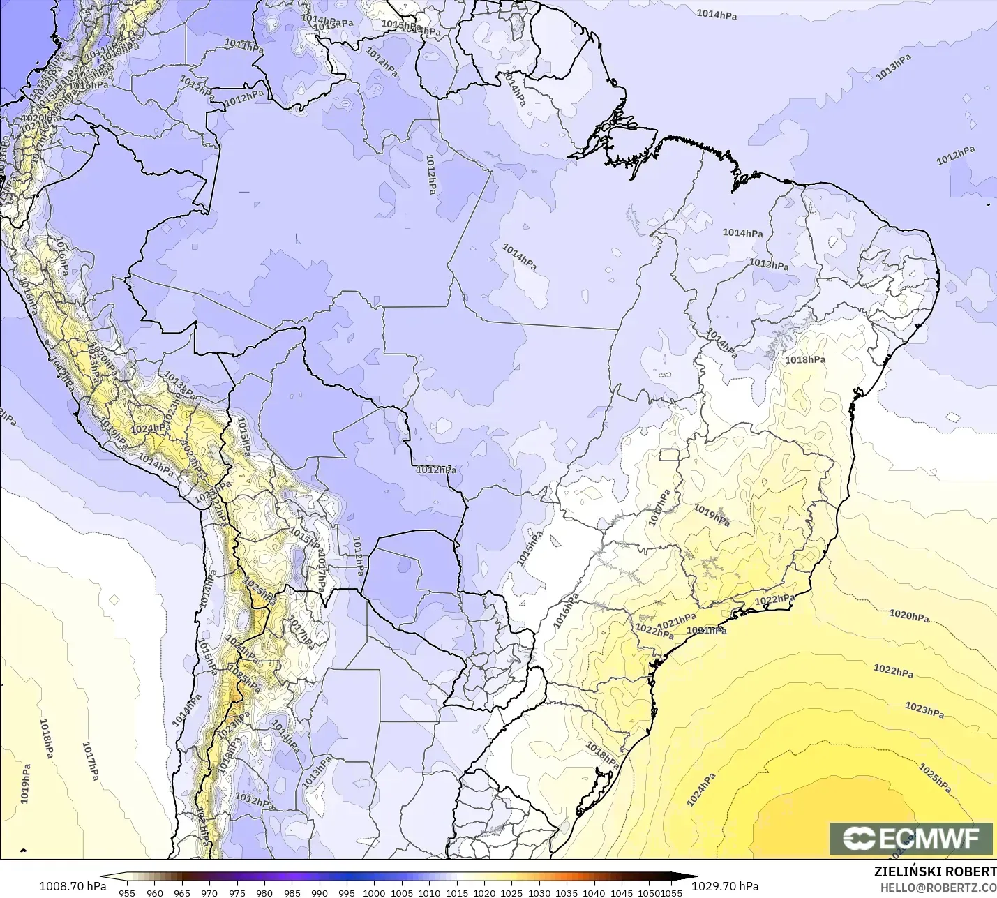 ECMWF IFS 0.25° model - Brasil, Tekanan