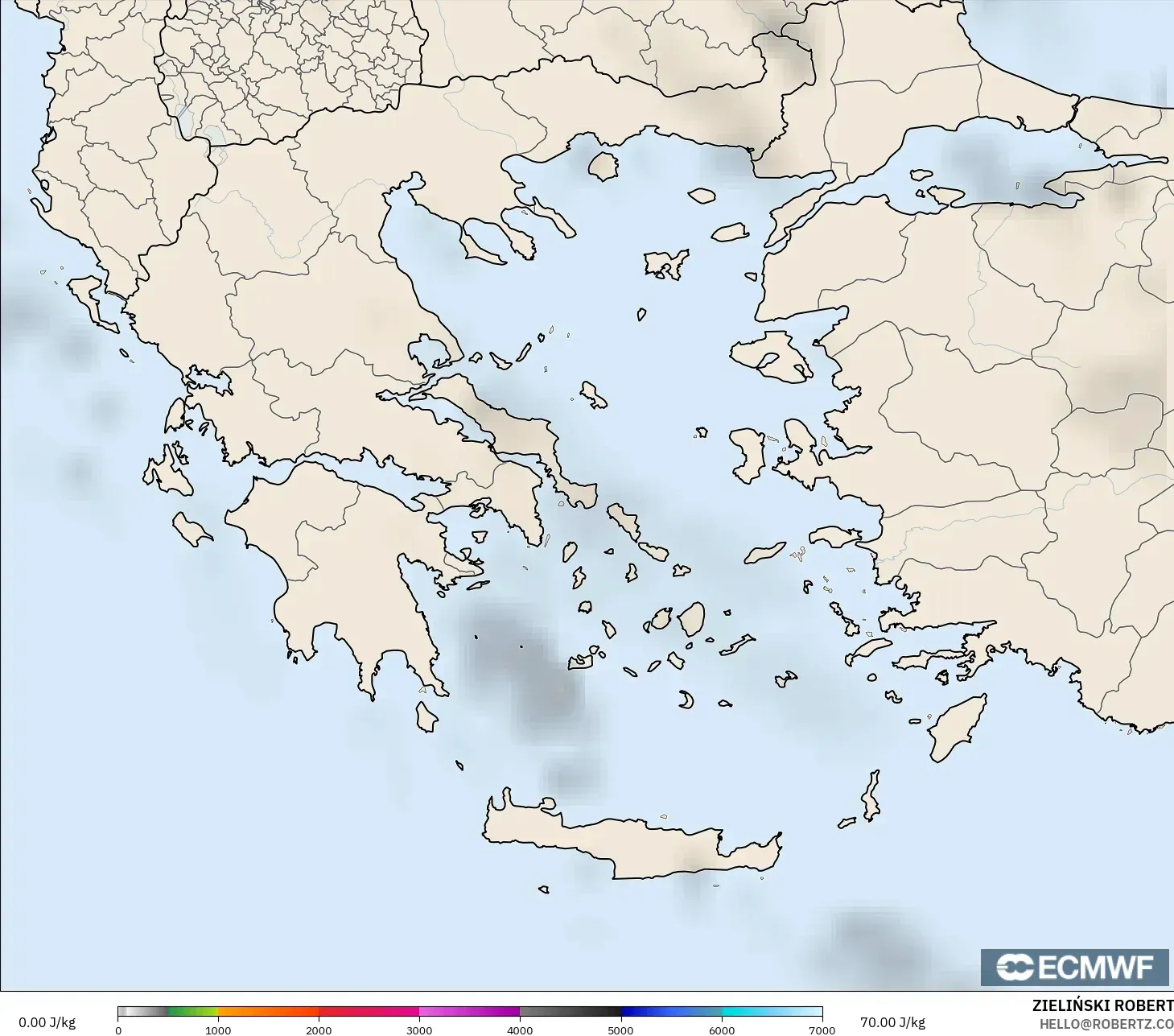 ECMWF IFS 0.25° model - Yunani, CAPE