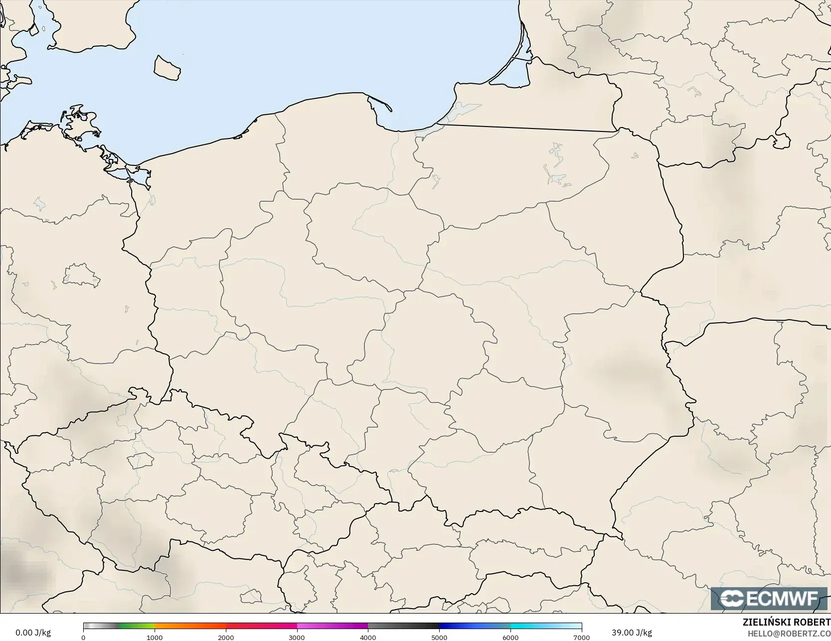 ECMWF IFS 0.25° model - Polandia, CAPE