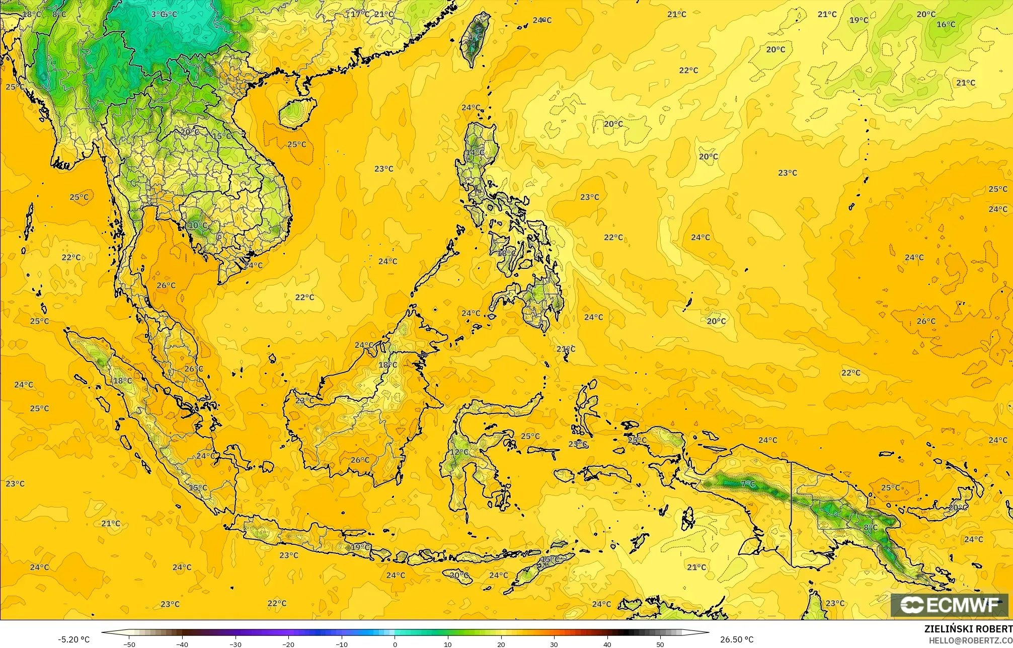 ECMWF IFS 0.25° model - Asia Tenggara, Titik Embun 2 m