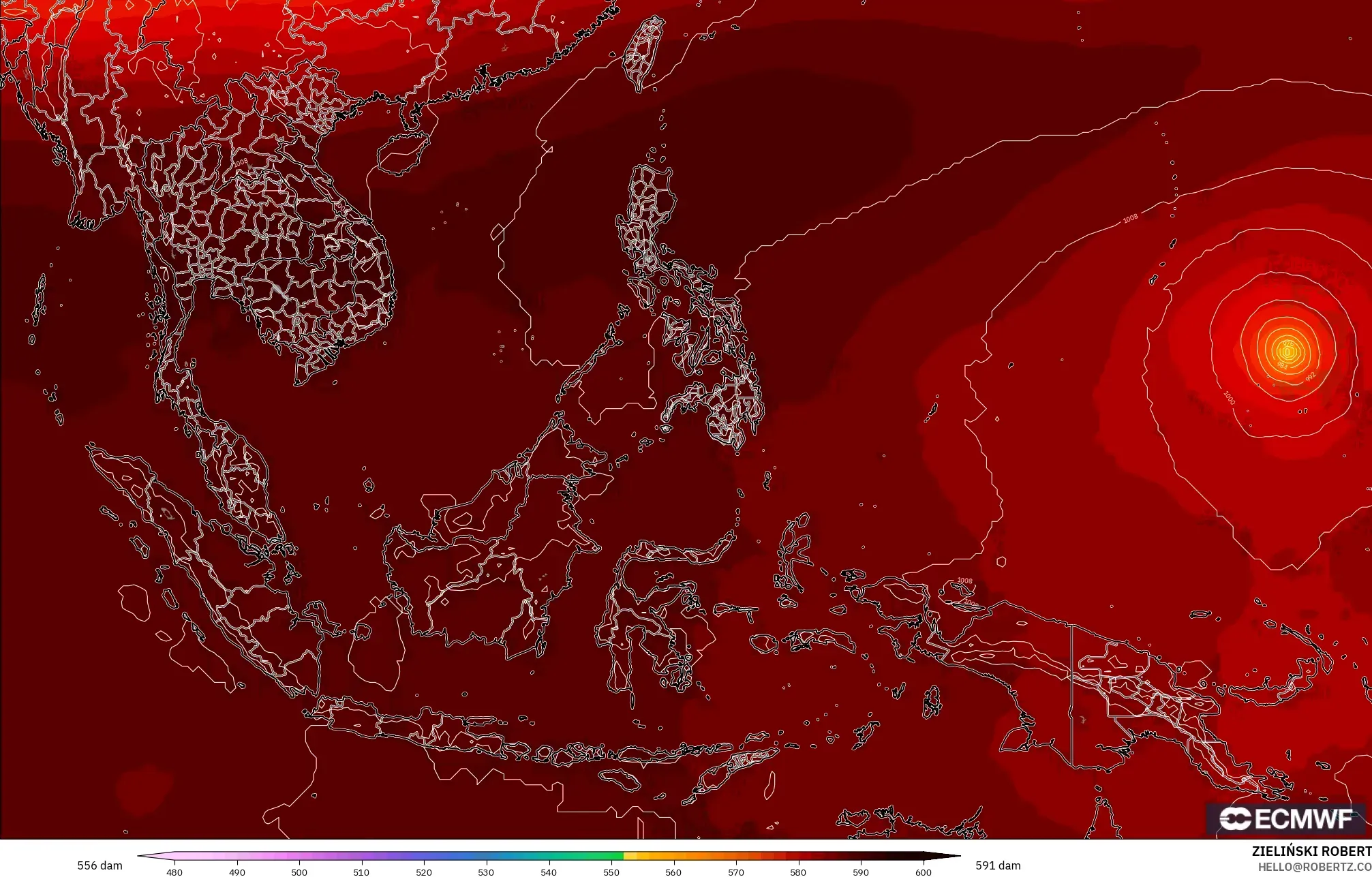 ECMWF IFS 0.25° model - Asia Tenggara, Ketinggian geopotensial pada 500 hPa