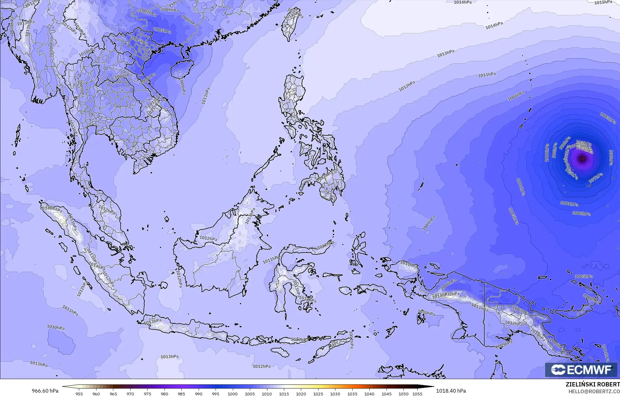 ECMWF IFS 0.25° model - Asia Tenggara, Tekanan