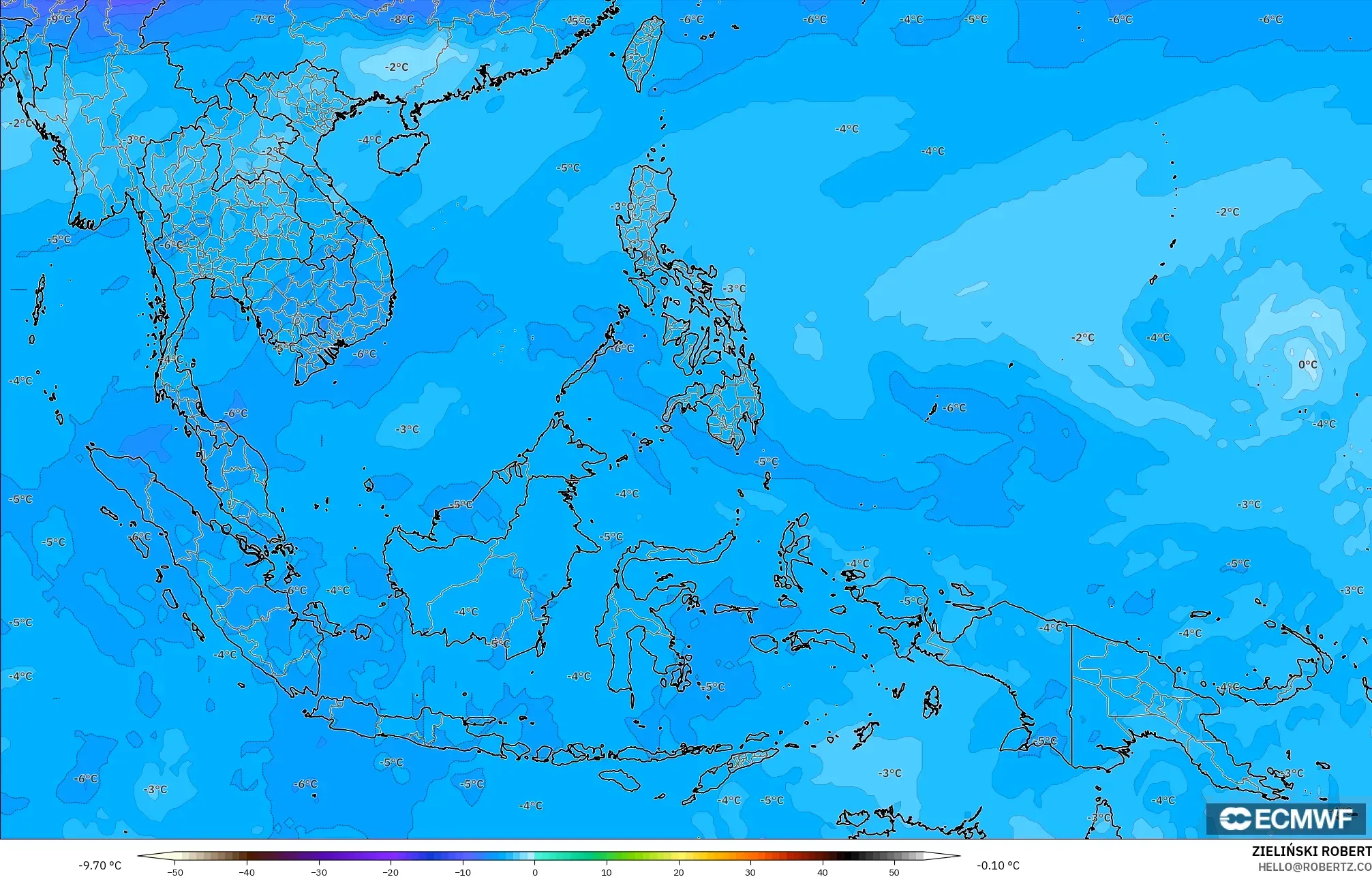 ECMWF IFS 0.25° model - Asia Tenggara, Suhu 500 hPa