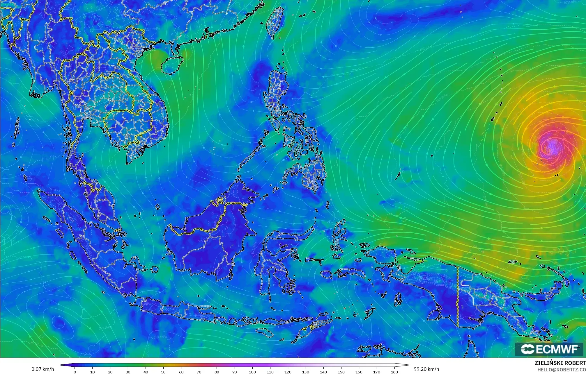 ECMWF IFS 0.25° model - Asia Tenggara, Angin 10 m