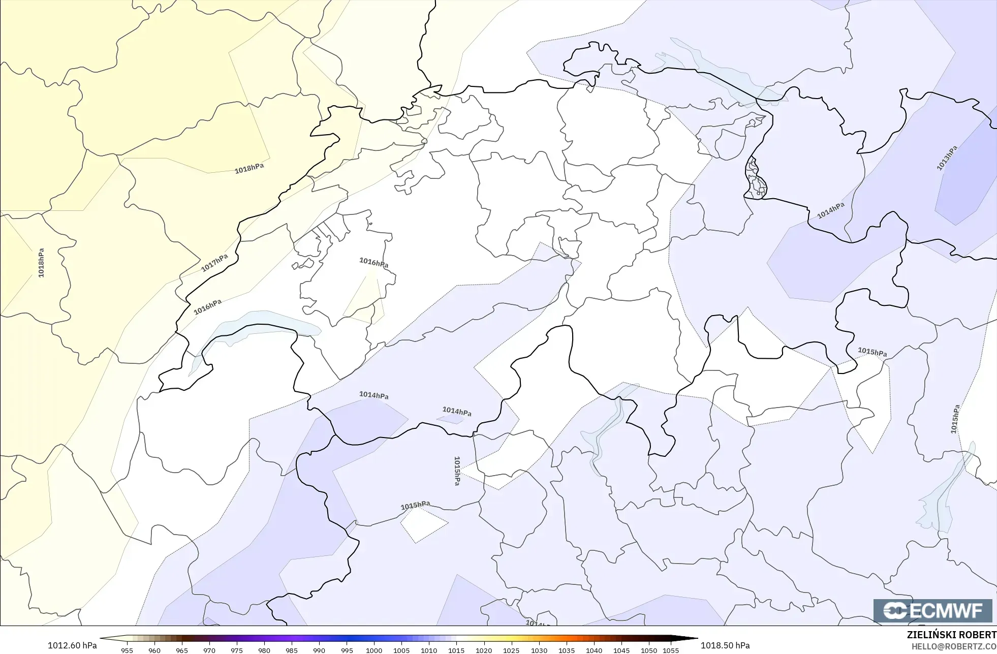 ECMWF IFS 0.25° model - Swiss, Tekanan