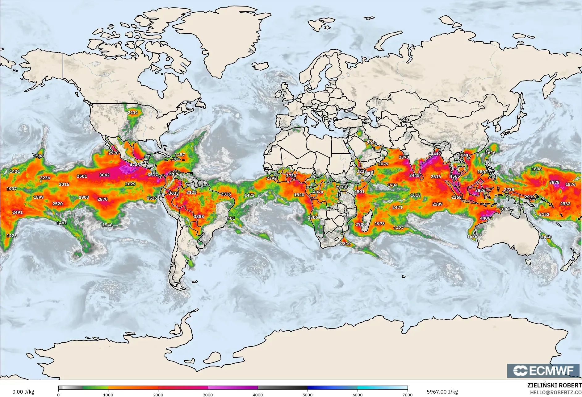 ECMWF IFS 0.25° model - Dunia, CAPE