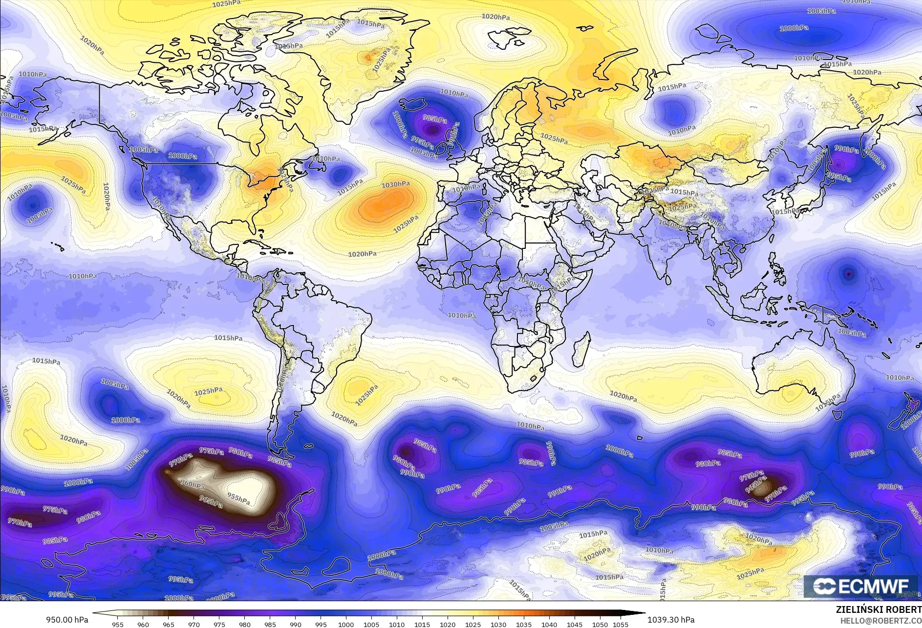 ECMWF IFS 0.25° model - Dunia, Tekanan