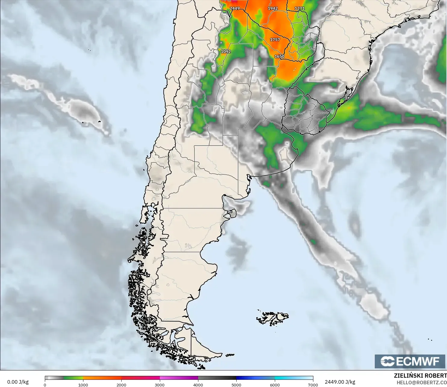 ECMWF IFS 0.25° نموذج - الأرجنتين, CAPE