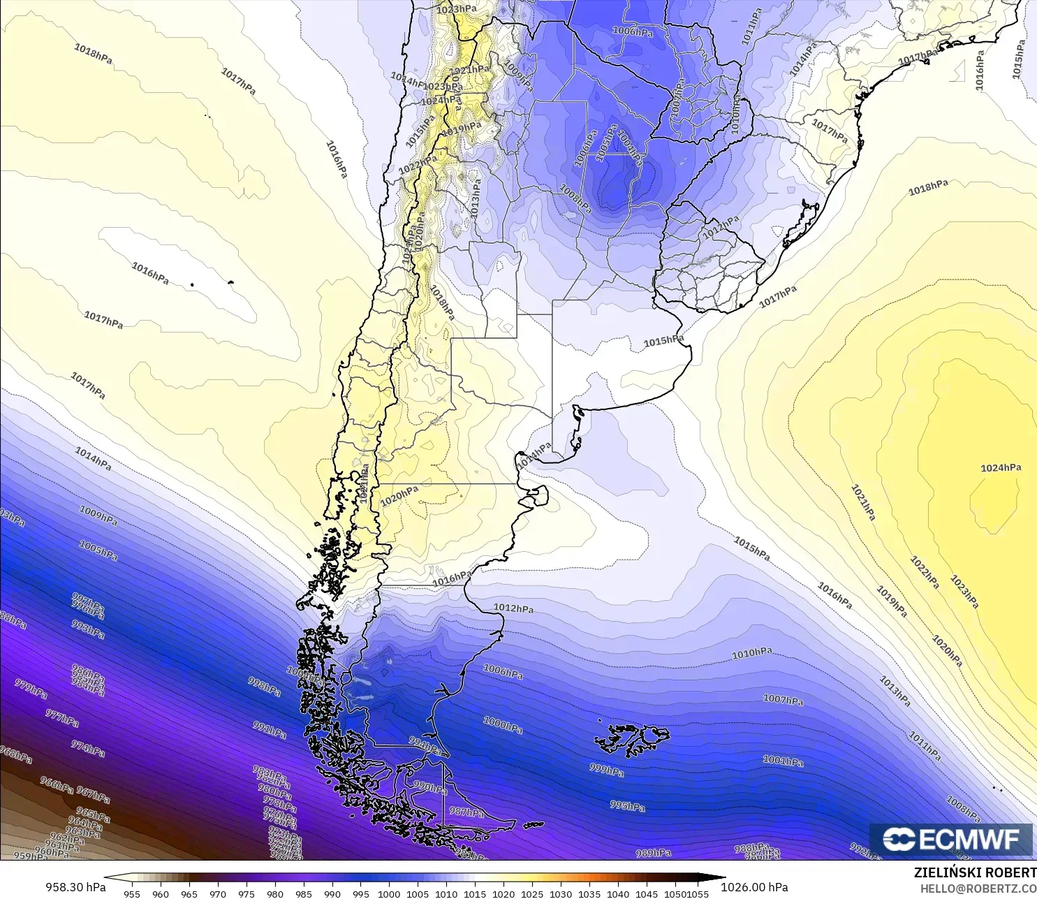 ECMWF IFS 0.25° نموذج - الأرجنتين, الضغط