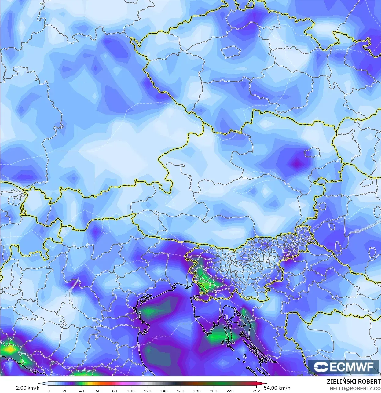 ECMWF IFS 0.25° نموذج - النمسا, أقصى هبة