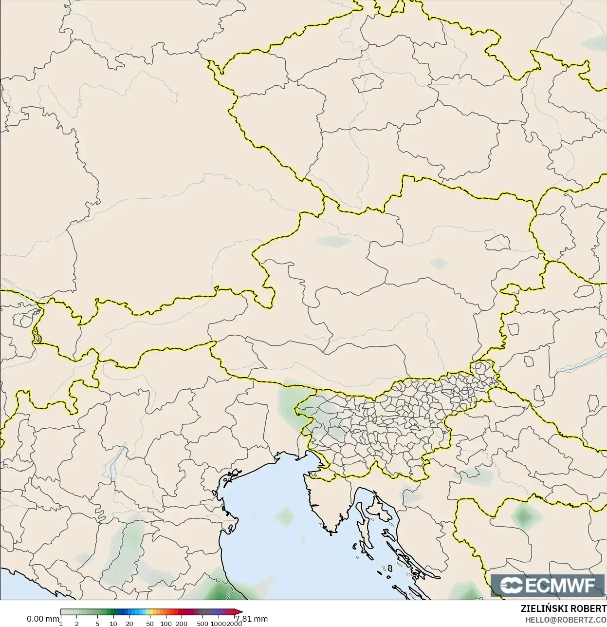 ECMWF IFS 0.25° نموذج - النمسا, تراكم الهطول