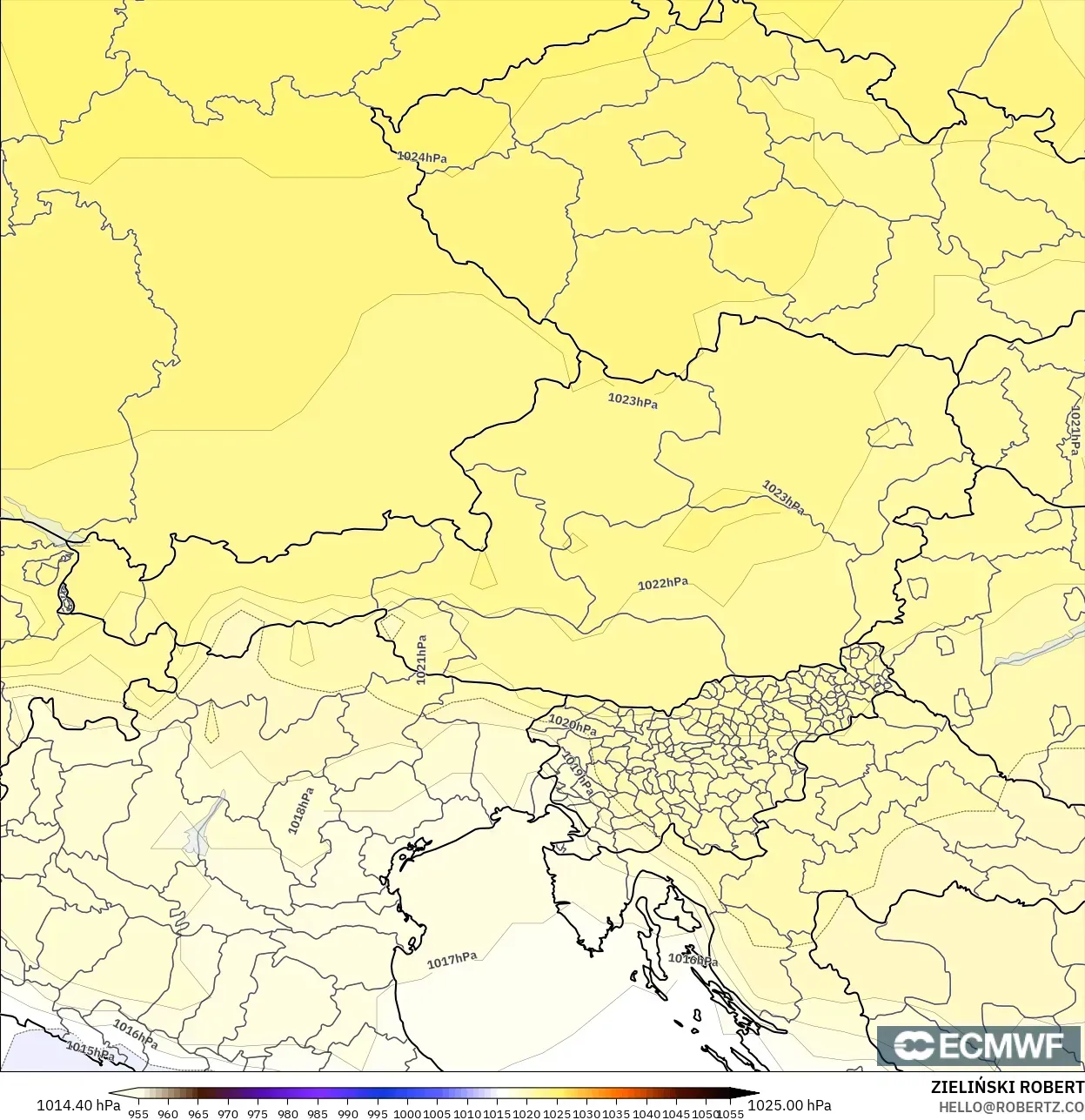 ECMWF IFS 0.25° نموذج - النمسا, الضغط