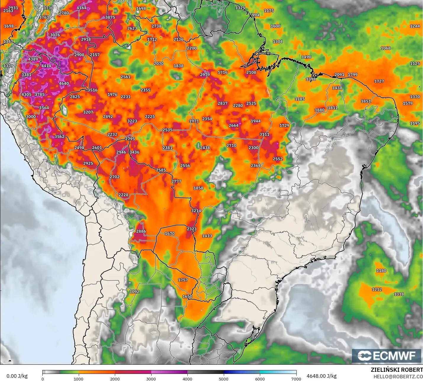 ECMWF IFS 0.25° نموذج - البرازيل, CAPE
